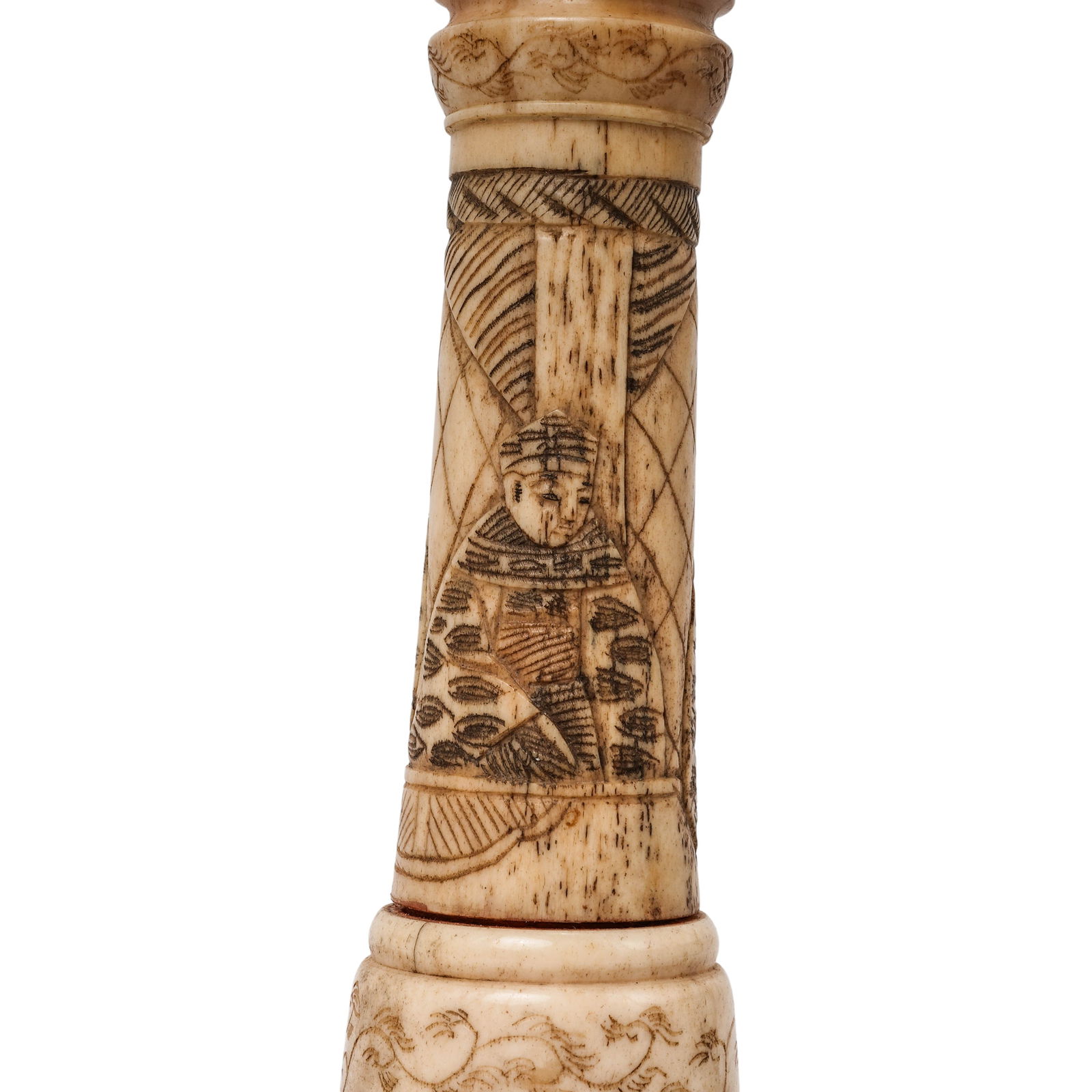 Chinese Carved Bone Large Candlestick - 8