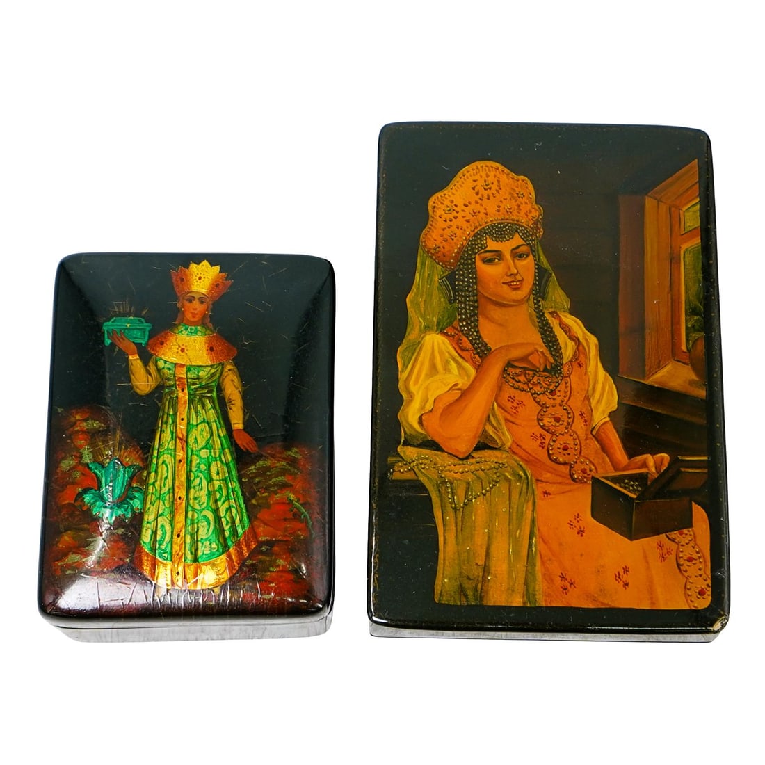(2 pcs) Russian Lacquer Trinket Boxes