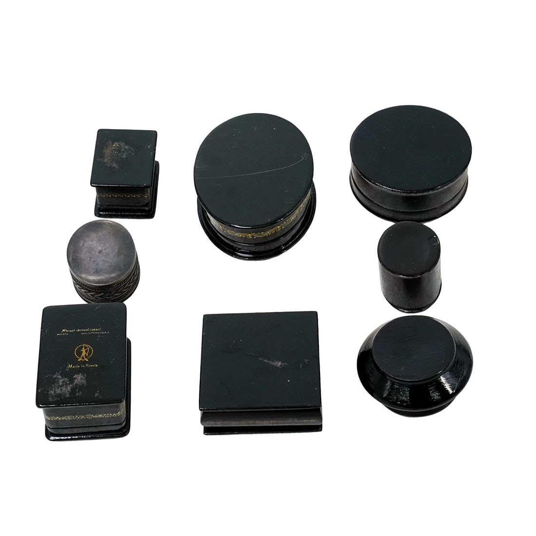 (8 pcs) Assorted Small Russian Lacquer Trinket Boxes - 4