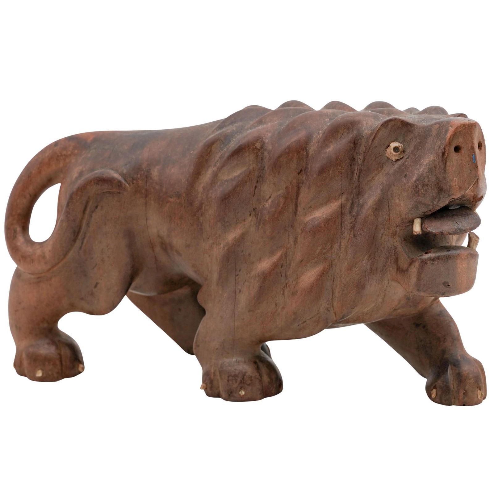 Vintage Hand Carved Wooden Lion Figure (1 of 8)