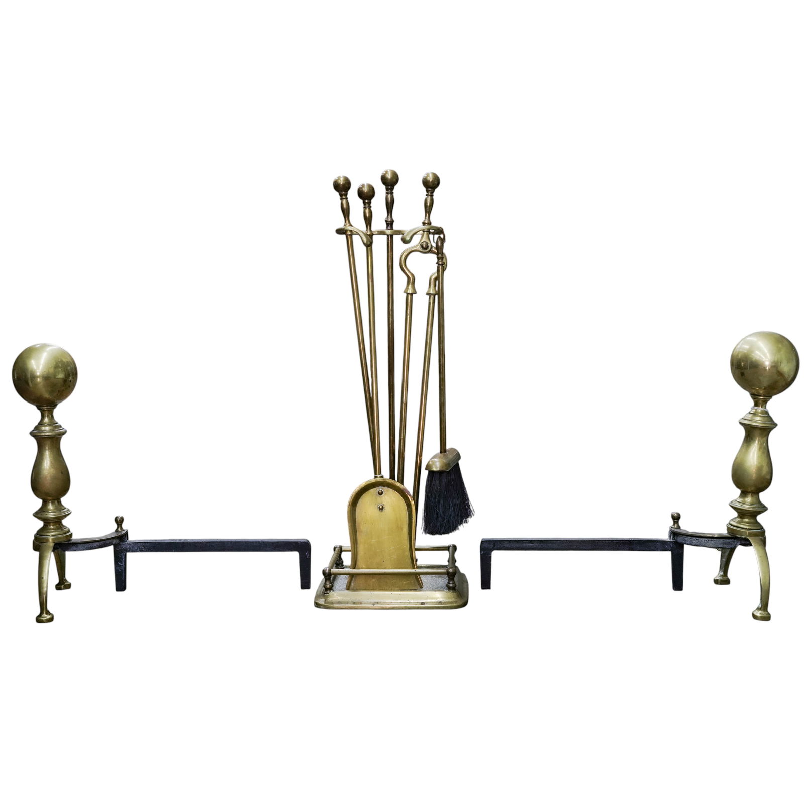 (7 pcs) Vintage Brass Fireplace Set (1 of 8)