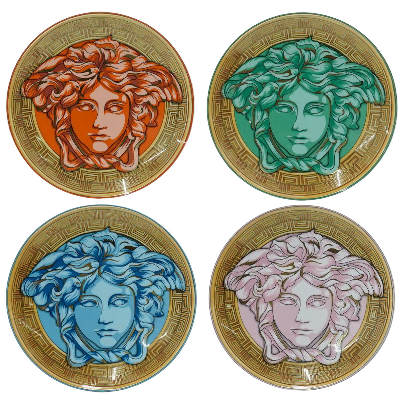 (4 Pc) Versace x Rosenthal "Medusa Amplified" Coin Collection Plates: (4 Pc) Versace x Rosenthal "Medusa Amplified" Coin Collection Plates20th century, GermanThe plates are part of the Rosenthal x Versace "Medusa Amplified" Collection, which reimagines the iconic Versac