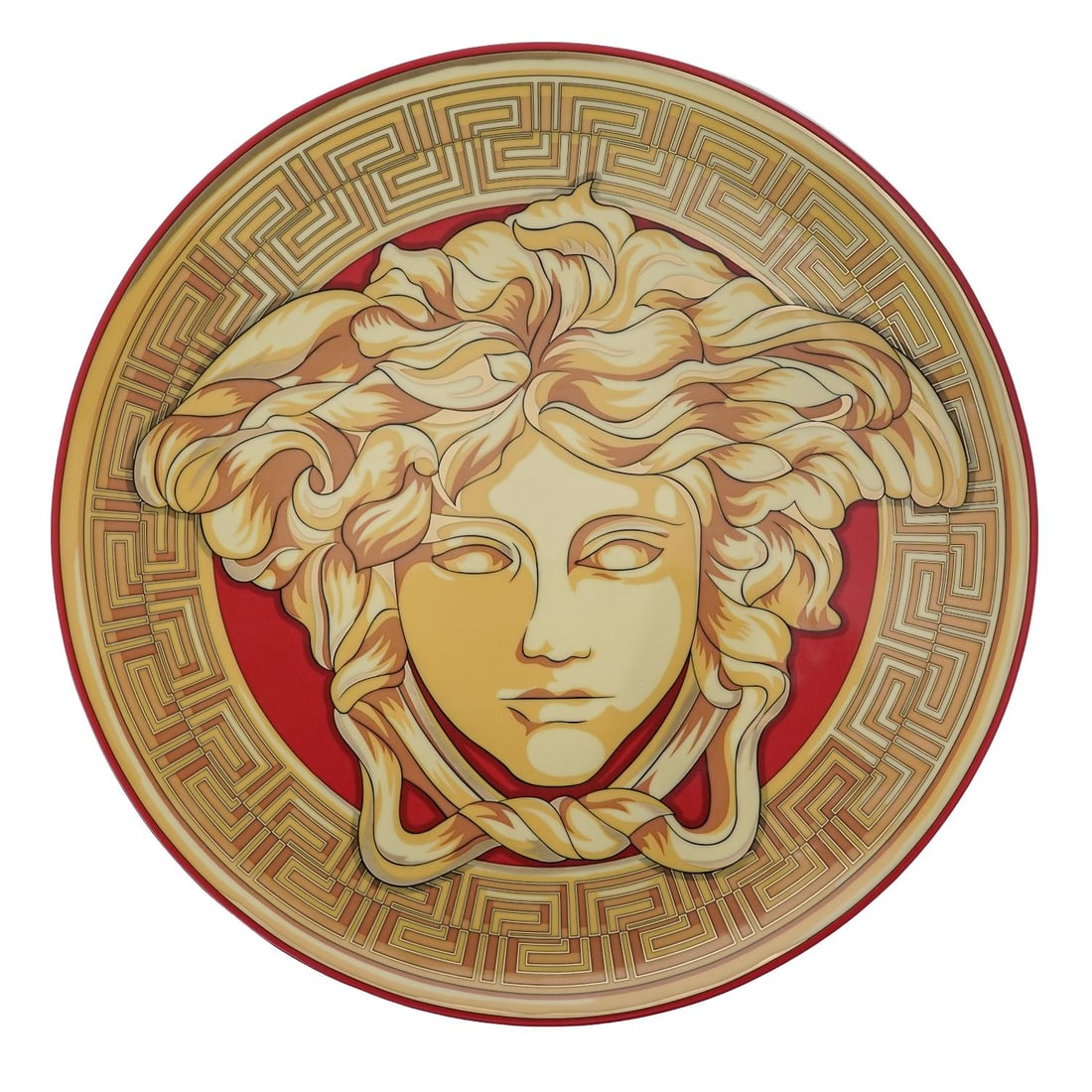 Versace x Rosenthal "Medusa Amplified" Golden Coin Plate: Versace x Rosenthal "Medusa Amplified" Golden Coin Plate2022, GermanMedusa Amplified Golden Coin plate is part of a larger collection released 2022, featuring the iconic Medusa head in a bold, "amplif