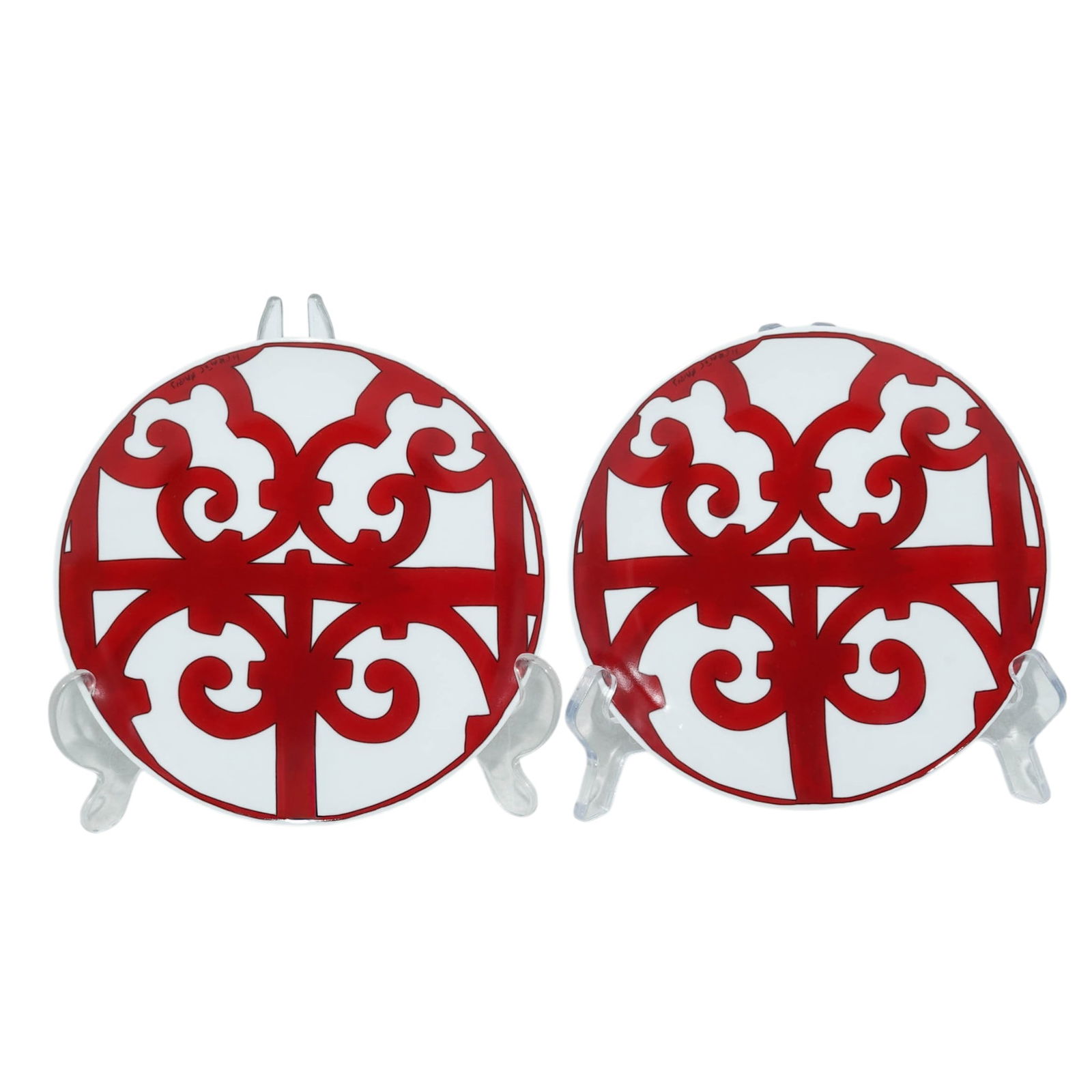 Pair Hermes Balcon Du Guadalquivir Bread & Butter Plates: Pair Hermes Balcon Du Guadalquivir Bread & Butter Plates 20th century, French New and unused Hermes Balcon Du Guadalquivir Bread & Butter Plates in original signature Hermes box. Marked on the