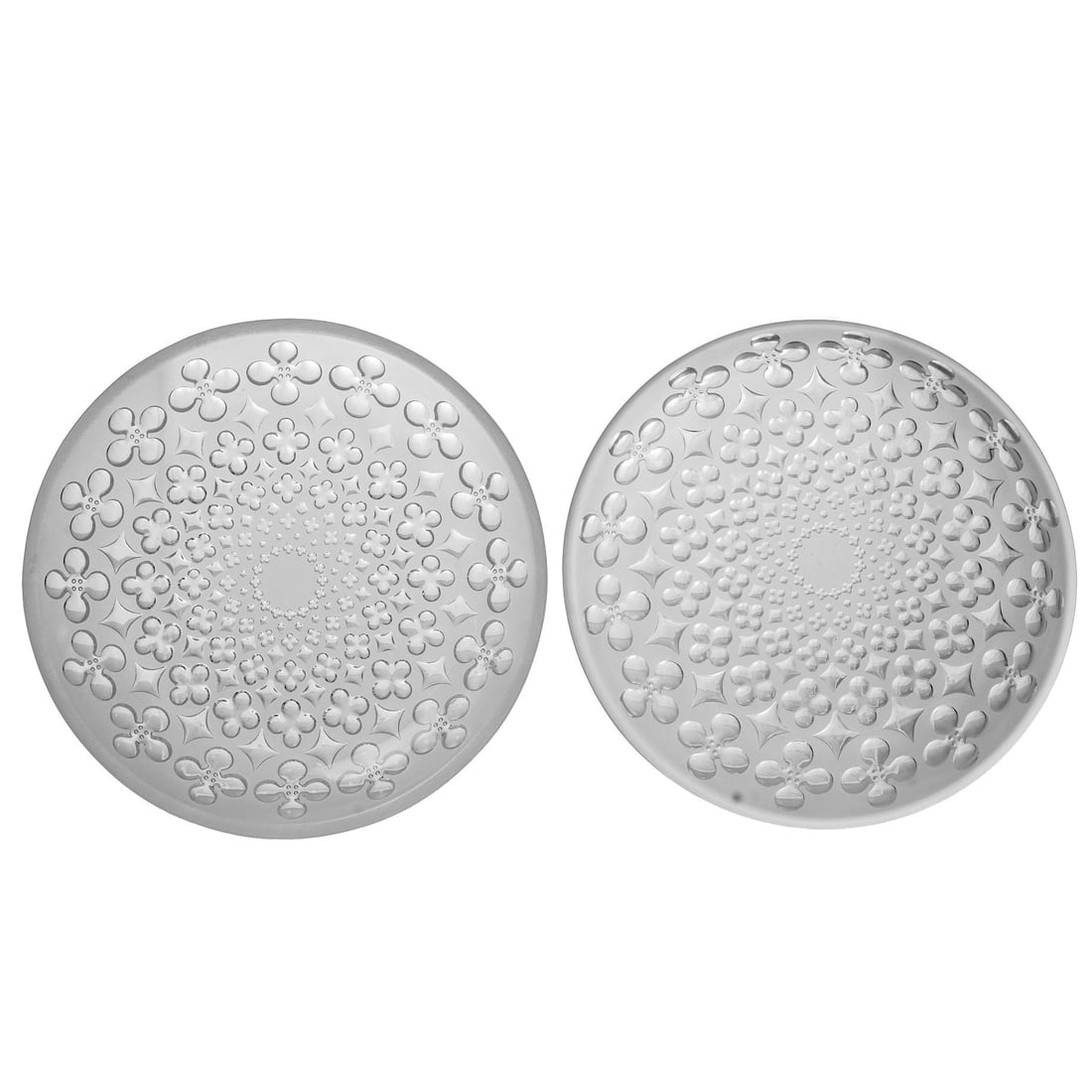 Pair Lalique Crystal Venezia Plates: Pair Lalique Crystal Venezia Plates 21st century, French Pair of Lalique Venezia plates, part of the prestigious French crystal maker's collection. The Venezia design features a repeating stylized