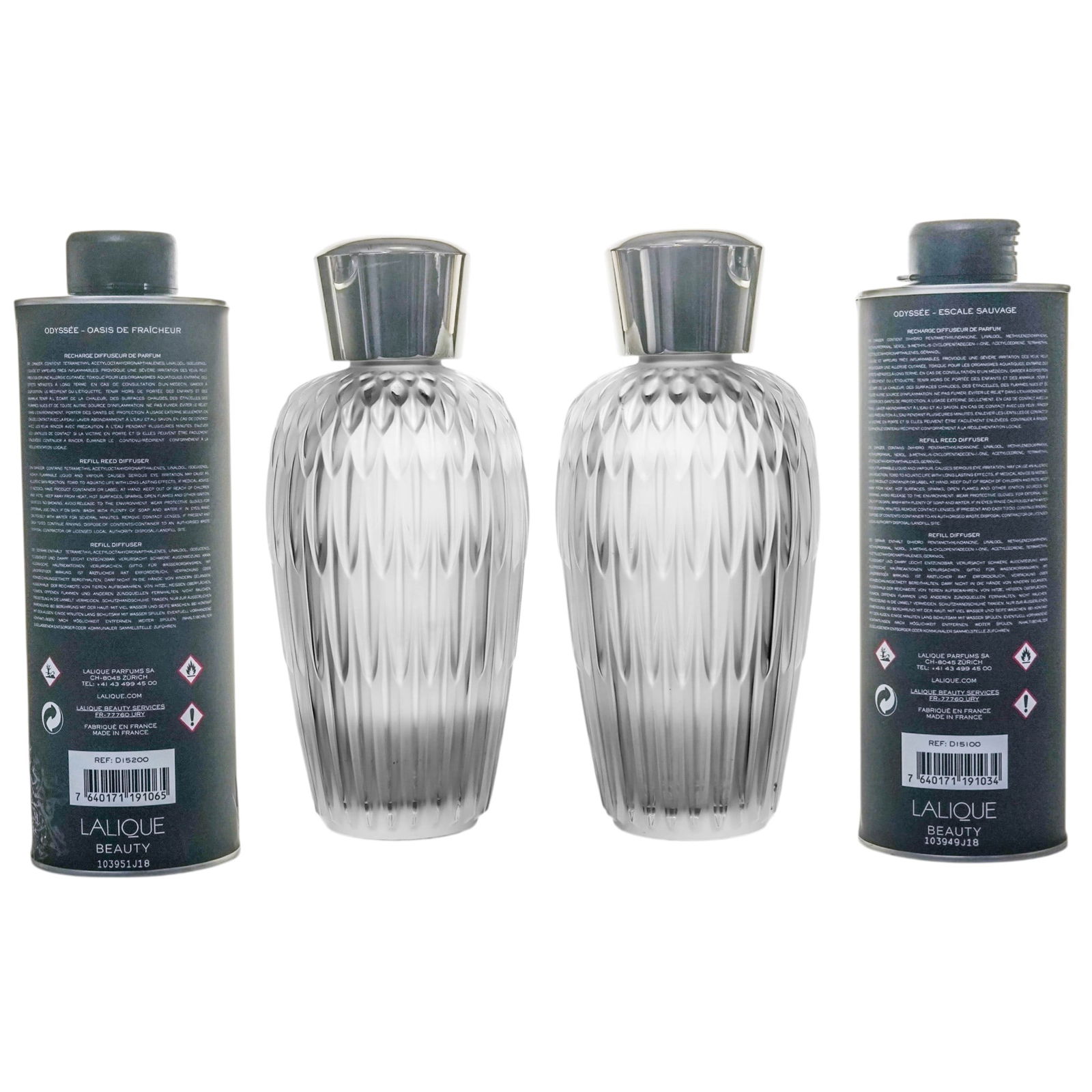 (2pc) Lalique "Odysee" Crystal Bottle Diffusers - 6
