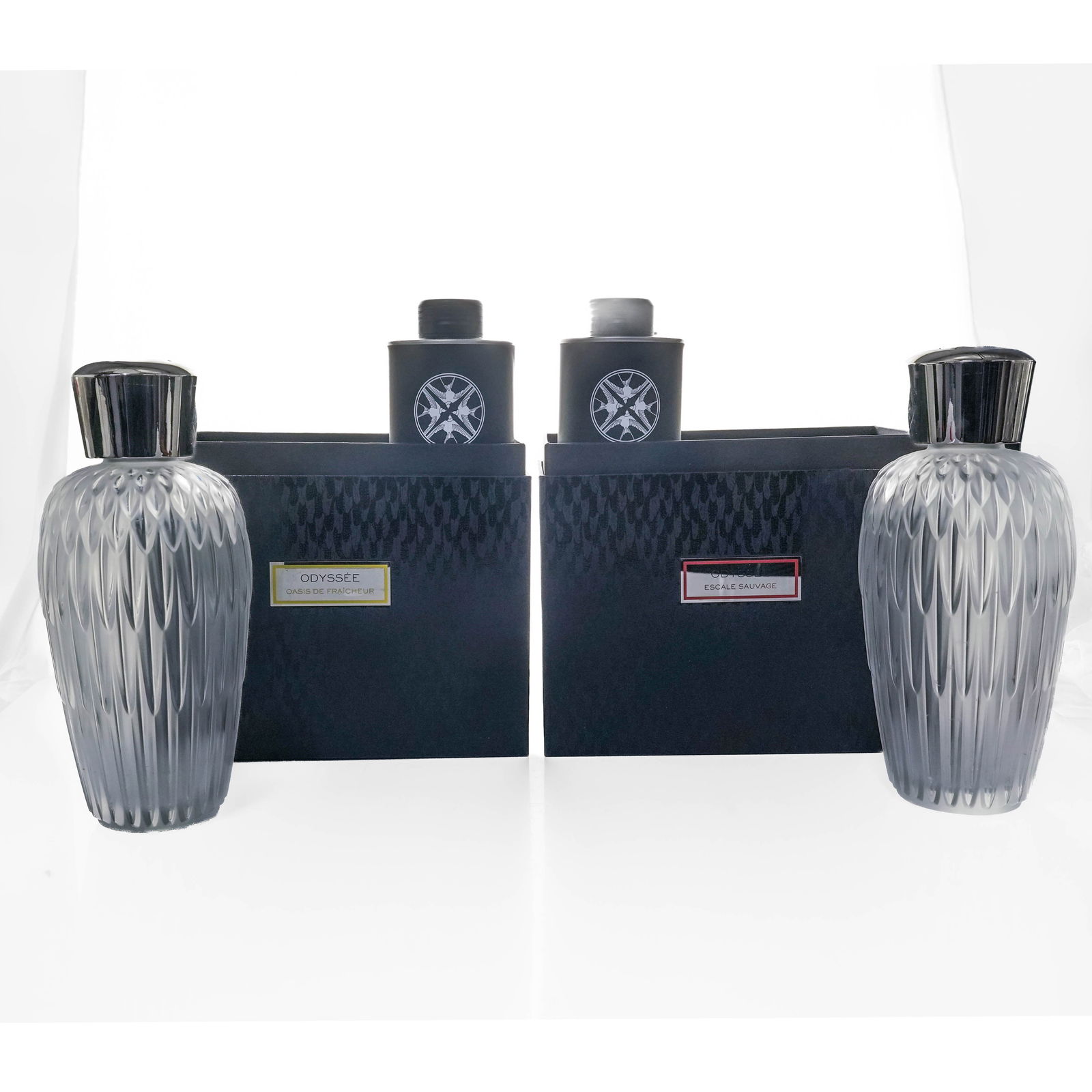 (2pc) Lalique "Odysee" Crystal Bottle Diffusers - 9