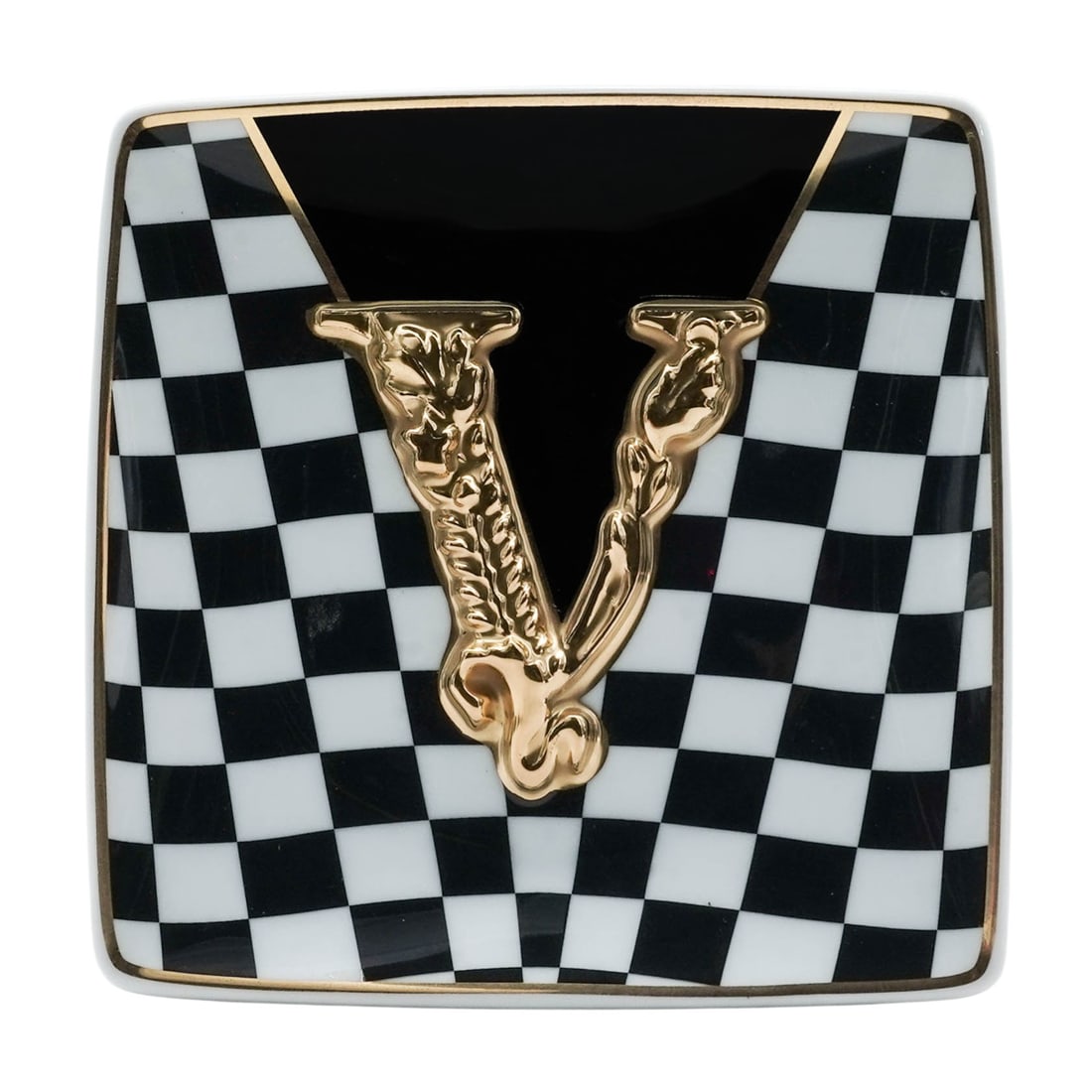 Versace x Rosenthal Virtus Square Canape Dish: Versace x Rosenthal Virtus Square Canape Dish20th century, GermanyVersace by Rosenthal Virtus Square Canape Dish with raised relief. Marked on the underside.Comes in original Versace Rosenthal Logo pr