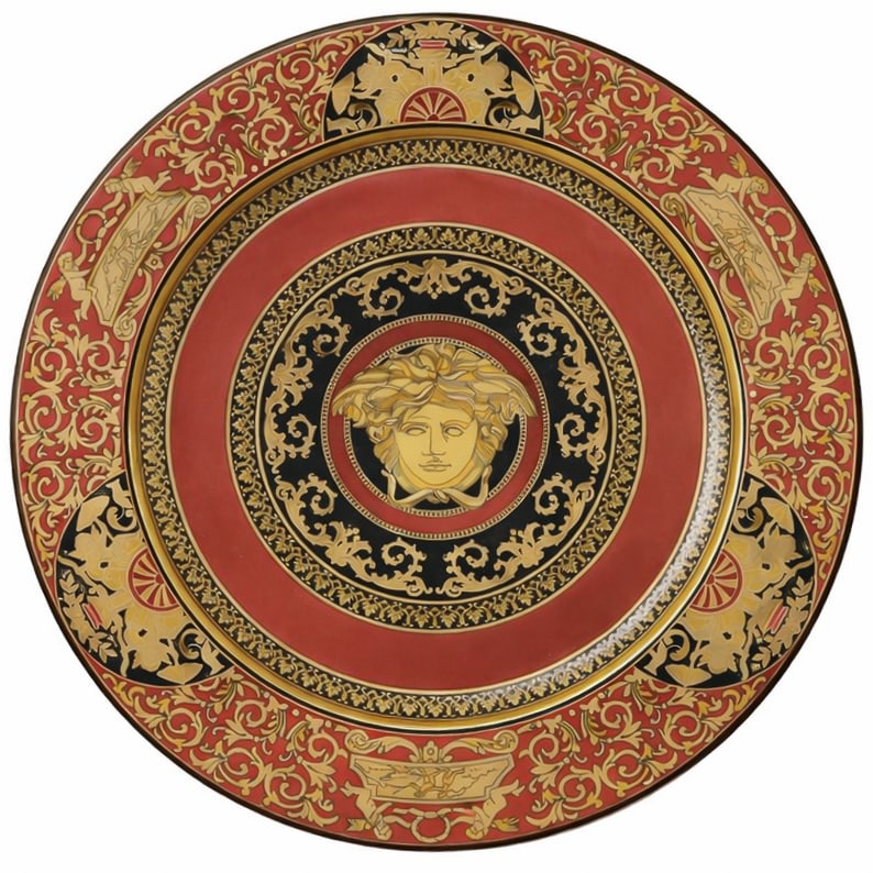 Versace x Rosenthal "Medusa Red" Porcelain Dish: Versace x Rosenthal "Medusa Red" Porcelain Dish1993, GermanRosenthal for Versace "Medusa Red" porcelain dish, part of the iconic collaboration between the Italian luxury fashion house Versace and the