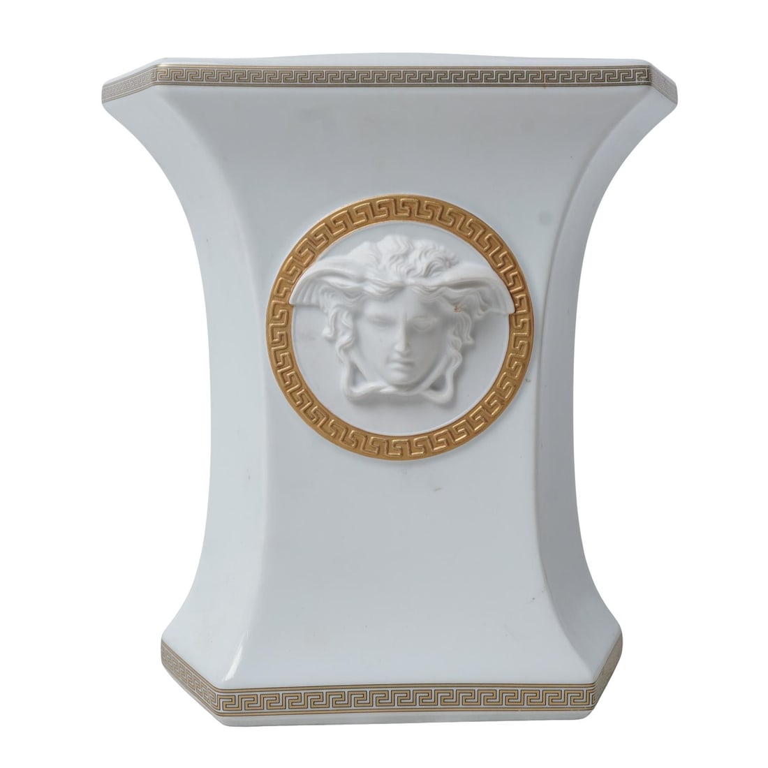 Versace x Rosenthal "Gorgona" Porcelain Vase: Versace x Rosenthal "Gorgona" Porcelain Vase1988, GermanRosenthal Versace "Gorgona" porcelain vase, part of the prestigious collaboration between the German porcelain manufacturer Rosenthal and the It