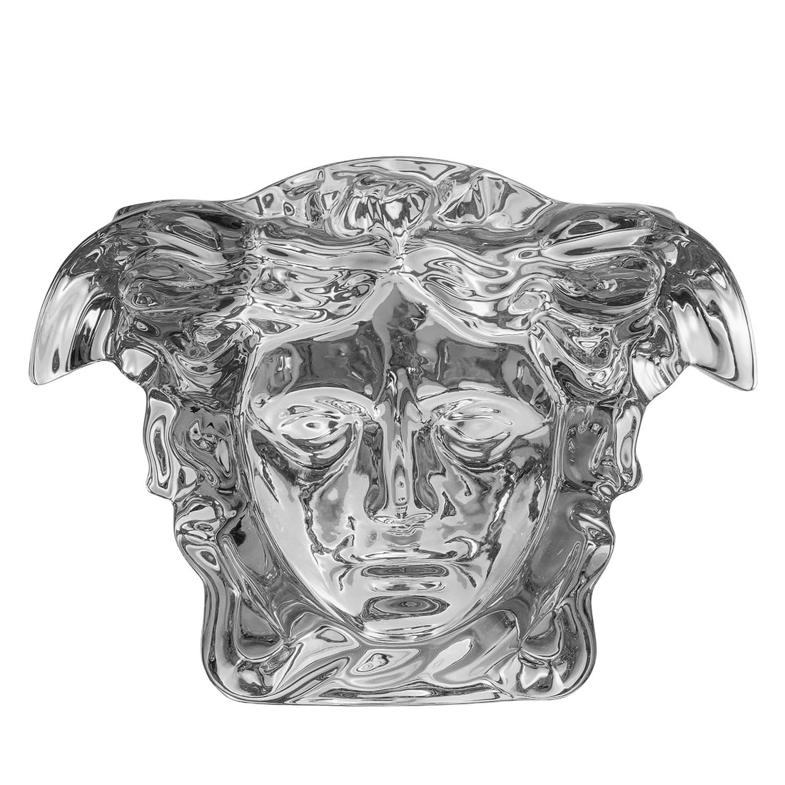 Versace x Rosenthal Medusa Grande Clear Crystal Vase: Versace x Rosenthal Medusa Grande Clear Crystal Vase20th century, GermanyLarge Versace crystal vase featuring a three-dimensional representation of Medusa's head. A sculptural vase that catch and refl