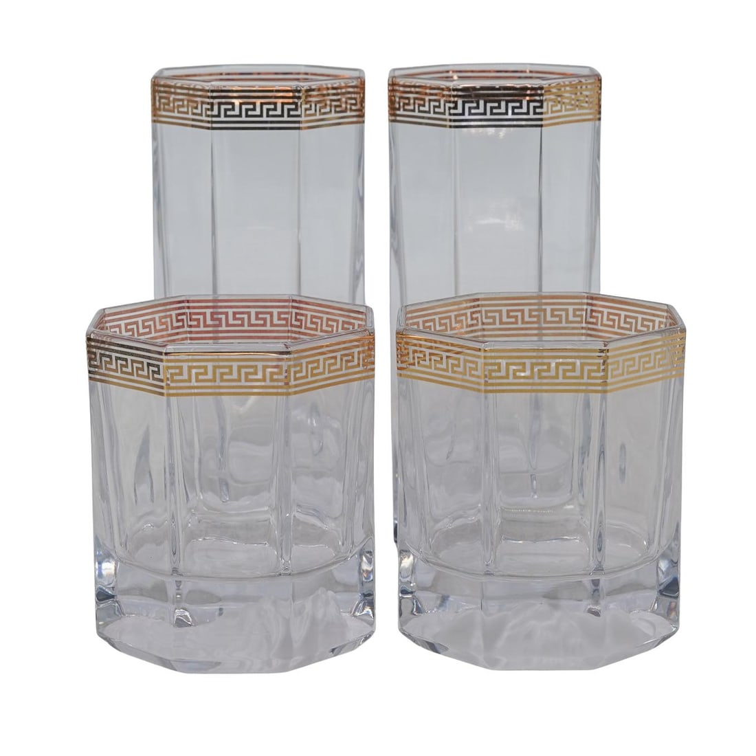 (4pc) Versace x Rosenthal "Medusa D’Or" Glasses: (4pc) Versace x Rosenthal "Medusa D’Or" Glasses1996, GermanThis Medusa D’Or collection is a premier collaboration between Versace and the German manufacturer Rosenthal. Introduced in the 1990s, th