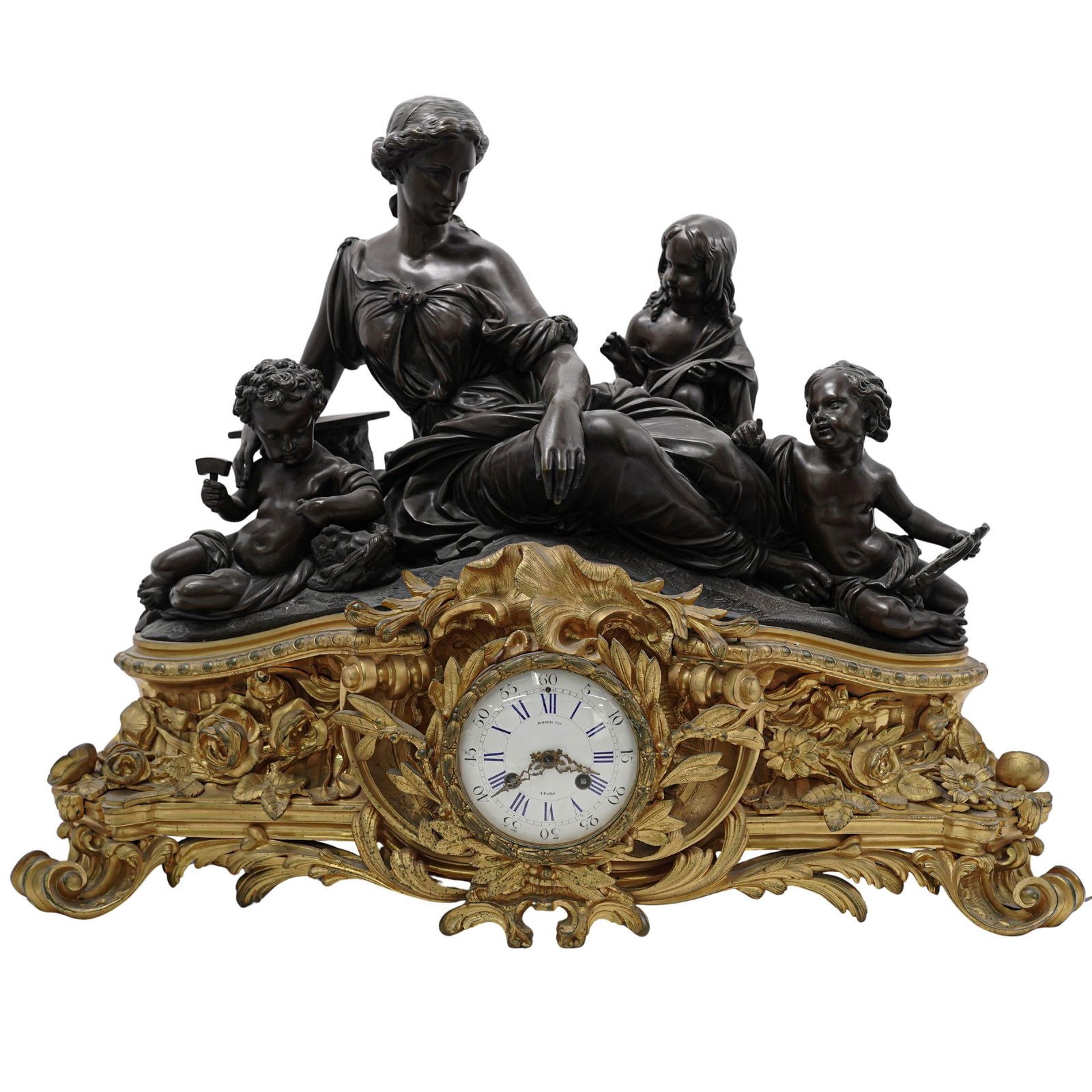 19th Cent. Raingo a Paris Napoleon III Bronze Mantle Clock (1 of 9)