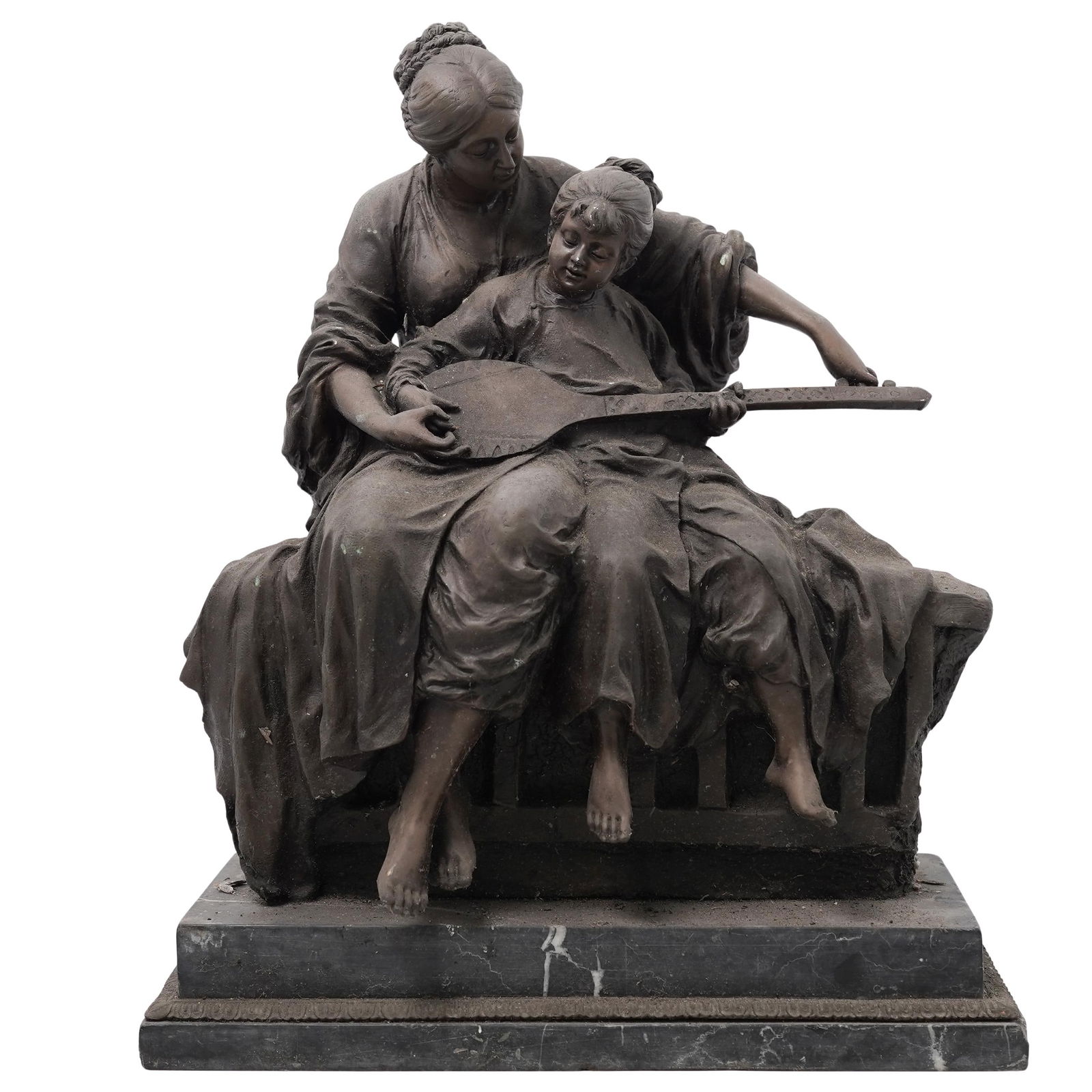 Mother & Child "Music Lesson" Cast Bronze Sculpture (1 of 6)