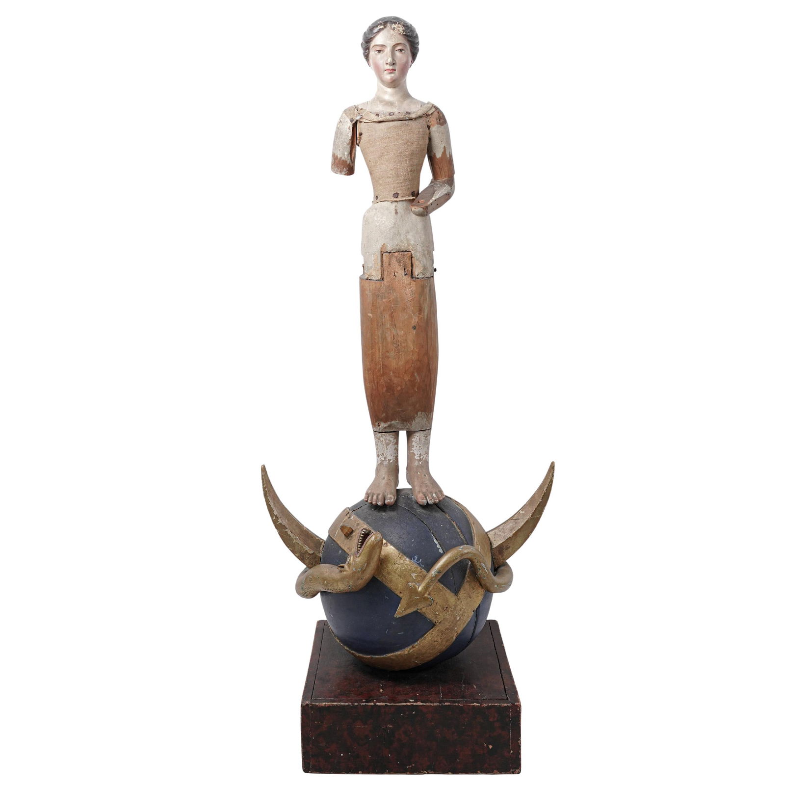 19th Cent. Neapolitan Polychrome Carved Wood Processional Santos Figure: 19th Cent. Neapolitan Polychrome Carved Wood Processional Santos FigureLate 19th century, ItalianA late nineteenth century Neapolitan carved wood devotional, or religious, Santos or "Capipote" process