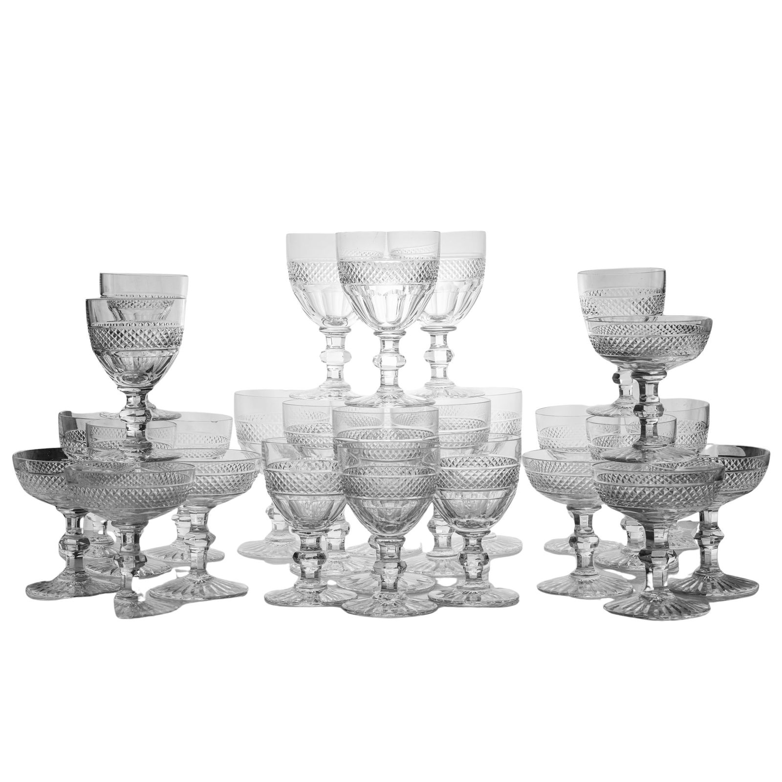 (28 Pc) Saint Louis "Trianon" Crystal Stemware (1 of 2)