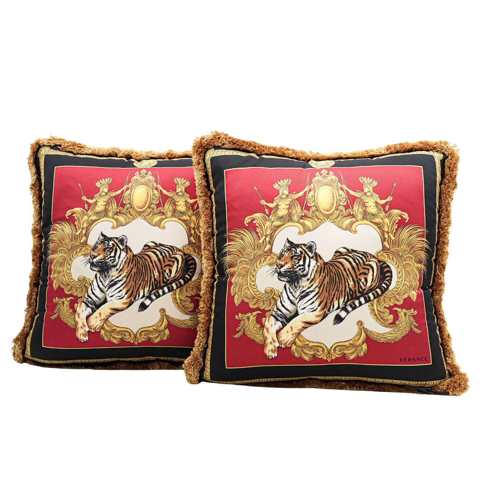 Pair Versace "Tigris" Double Faced Throw Pillows - 2