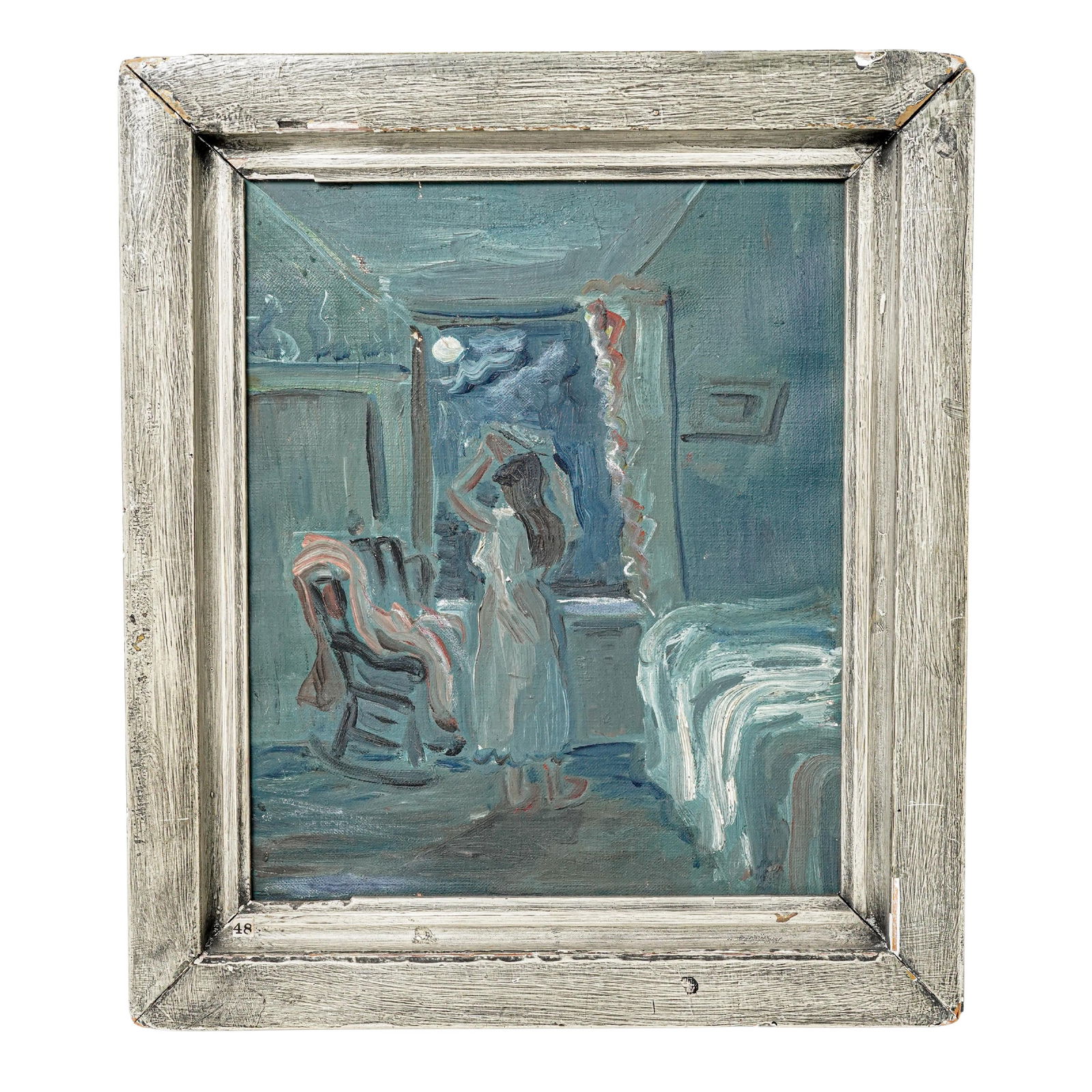 Marguerite Burgess (American, B. 1913) "Nocturne" Oil on Canvas: Marguerite Burgess (American, B. 1913) "Nocturne" Oil on Canvas 20th century, American An expressionist oil on canvas work titled "Nocturne" by artist Marguerite Burgess (American, born 1913).