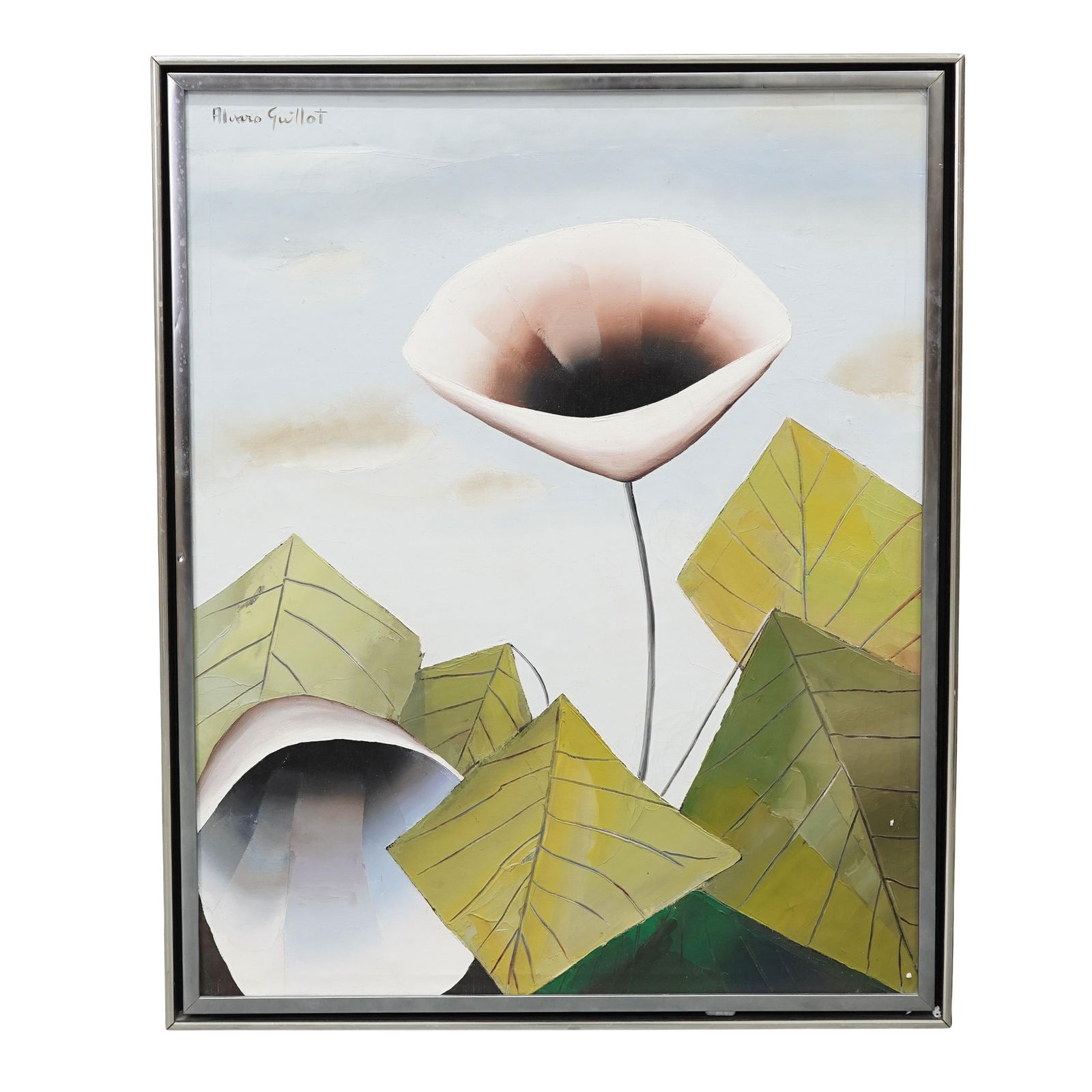 Alvaro Guillot (Uruguayan, 1931-2010) "Wild Flowers" Oil on Canvas: Alvaro Guillot (Uruguayan, 1931-2010) "Wild Flowers" Oil on Canvas1971, UruguayanAlvaro Guillot a Uruguayan born artist known for his contributions to the "New Surrealist School"His piece feature geom