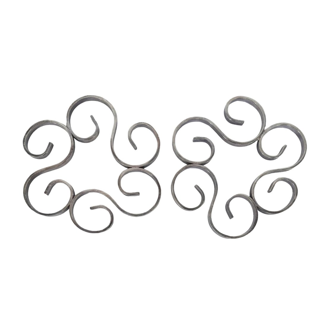 Pair Christofle Gallia "Arabesque" Silver-Plated Trivets Coasters: Pair Christofle Gallia "Arabesque" Silver-Plated Trivets Coasters20th century, FrenchA signature, rolled arabesque design consisting of decorative silver-plated metal (metal argente) swirls arranged i