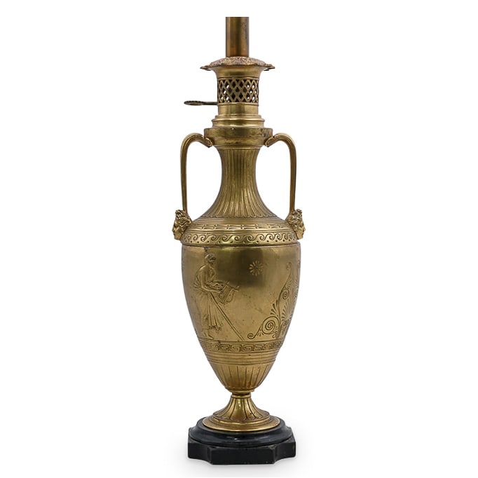 Antique Neoclassical Style Brass Amphora Lamp (1 of 11)