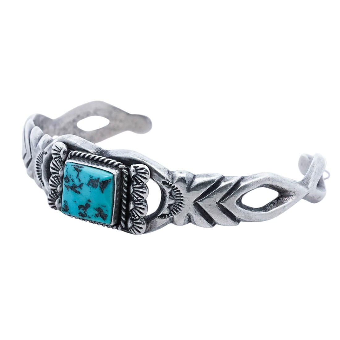 Vintage Navajo Sterling Silver & Turquoise Bracelet Signed (1 of 6)