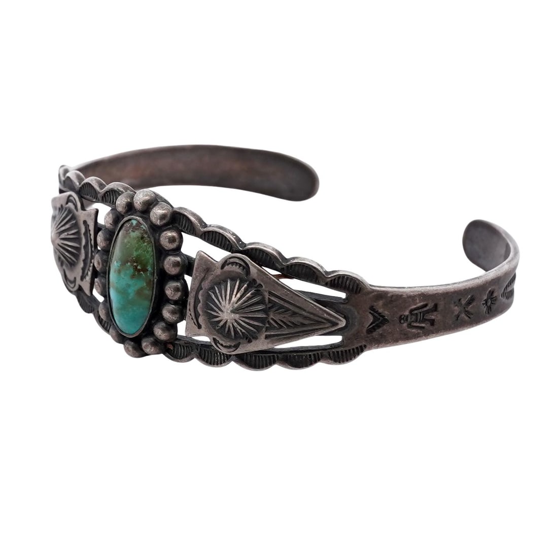 Vintage Navajo Sterling Silver & Turquoise Cuff Bracelet (1 of 5)