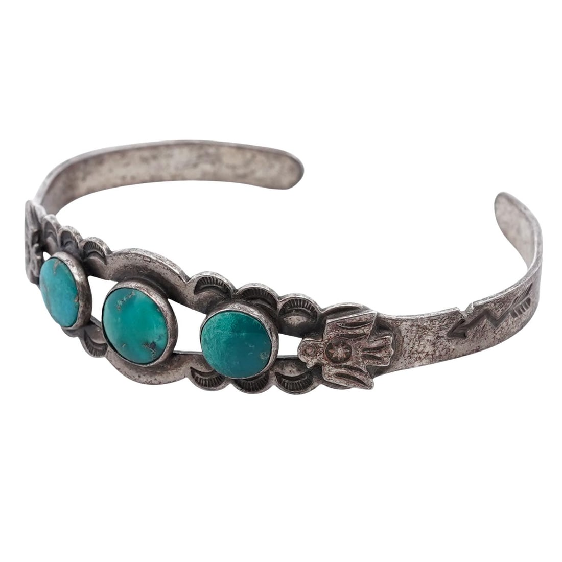 Vintage Navajo Sterling Silver & Turquoise Cuff Bracelet (1 of 5)