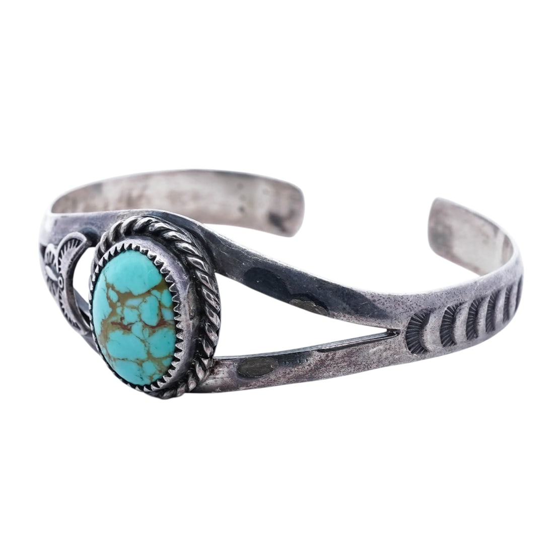 Vintage Mexican Sterling Silver & Turquoise Bracelet (1 of 6)