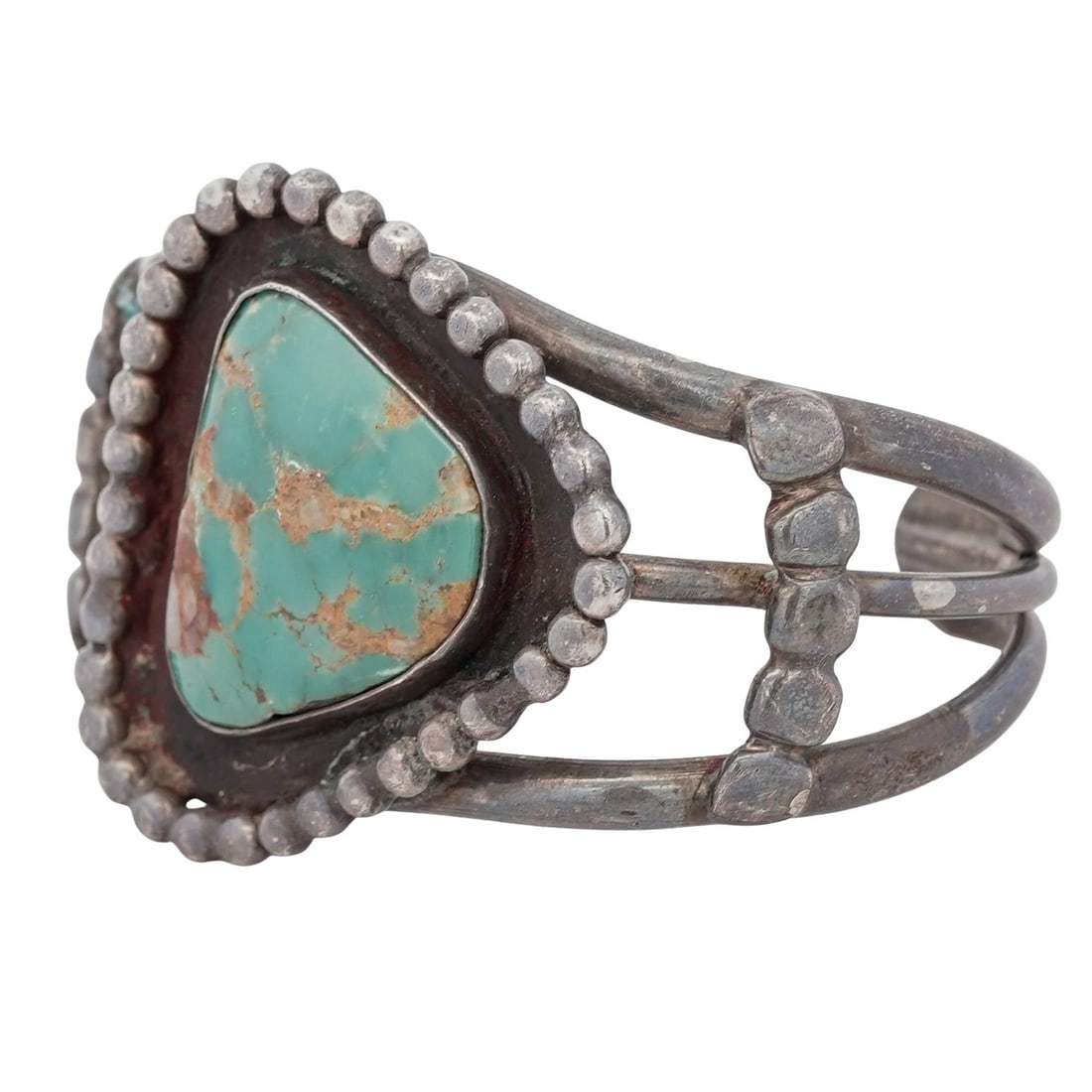 Vintage Navajo Sterling Silver Turquoise Cuff Bracelet (1 of 4)