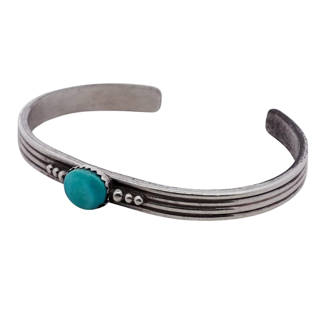 Lester Jackson Vintage Navajo Sterling Silver & Turquoise Bracelet (1 of 5)