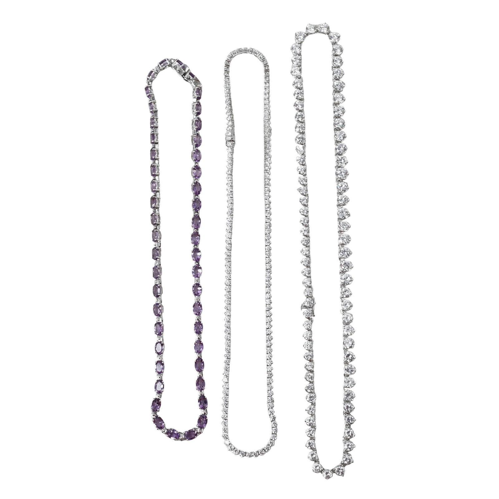 (3 Pcs) Sterling Silver & Cubic Zirconia Necklace Collection (1 of 5)