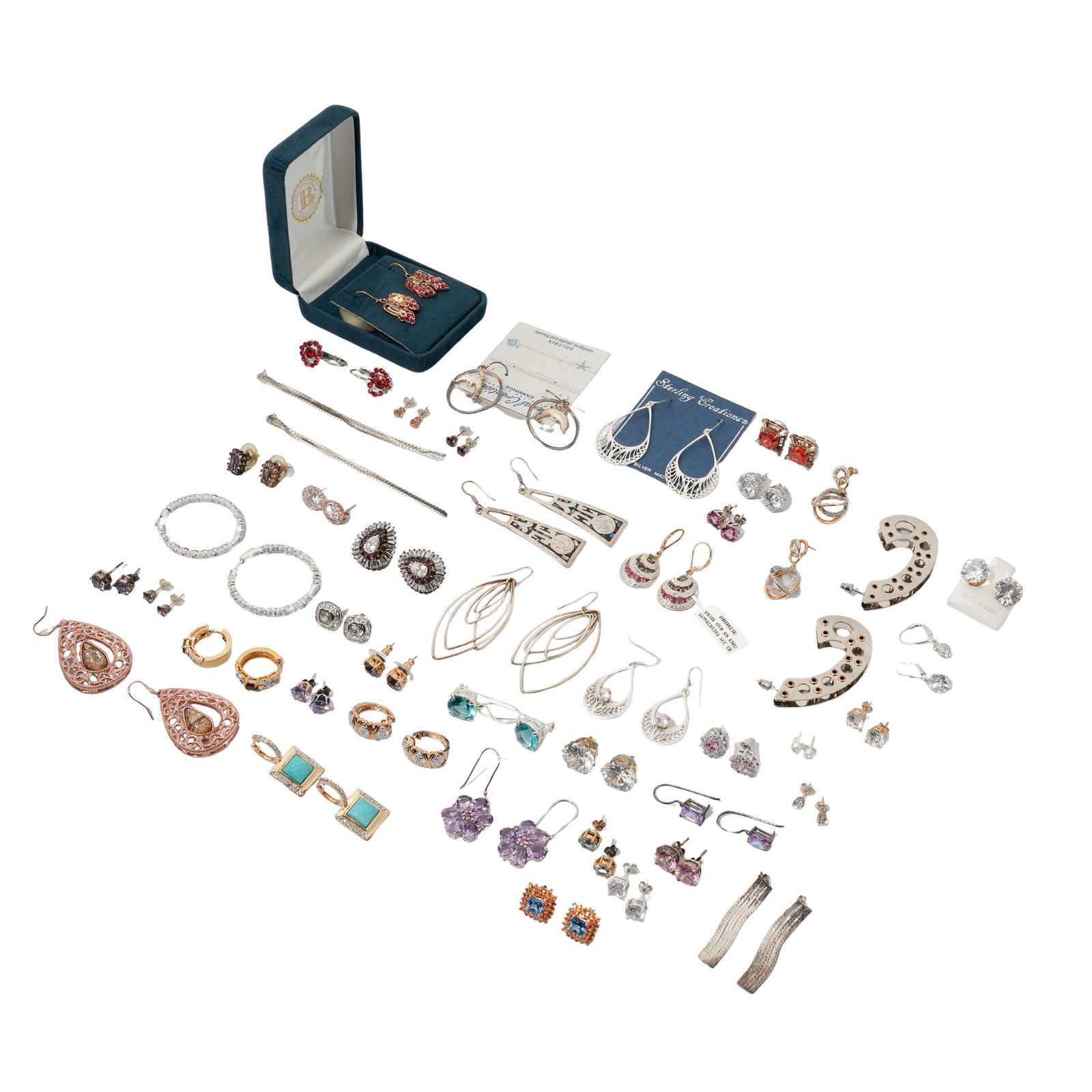 (45 Pcs) Sterling Silver Earring Pair Collection (1 of 6)