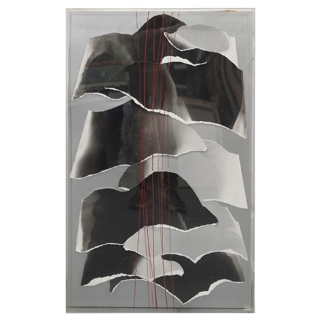 Joan Swanson (American b. 1966) Abstract Collage Composition Acrylic Painting: Joan Swanson (American b. 1966) Abstract Collage Composition Acrylic Painting20th century, AmericanAbstract Collage artwork by American artist Joan Swanson, it features torn paper elements creating a