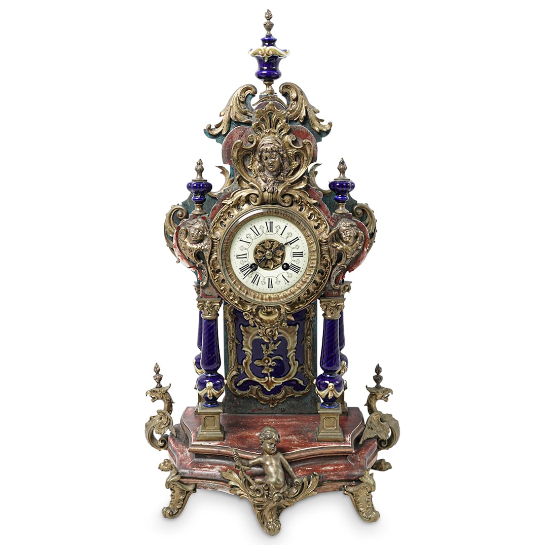 Lenzkirch Bronze & Porcelain Mantel Clock (1 of 11)