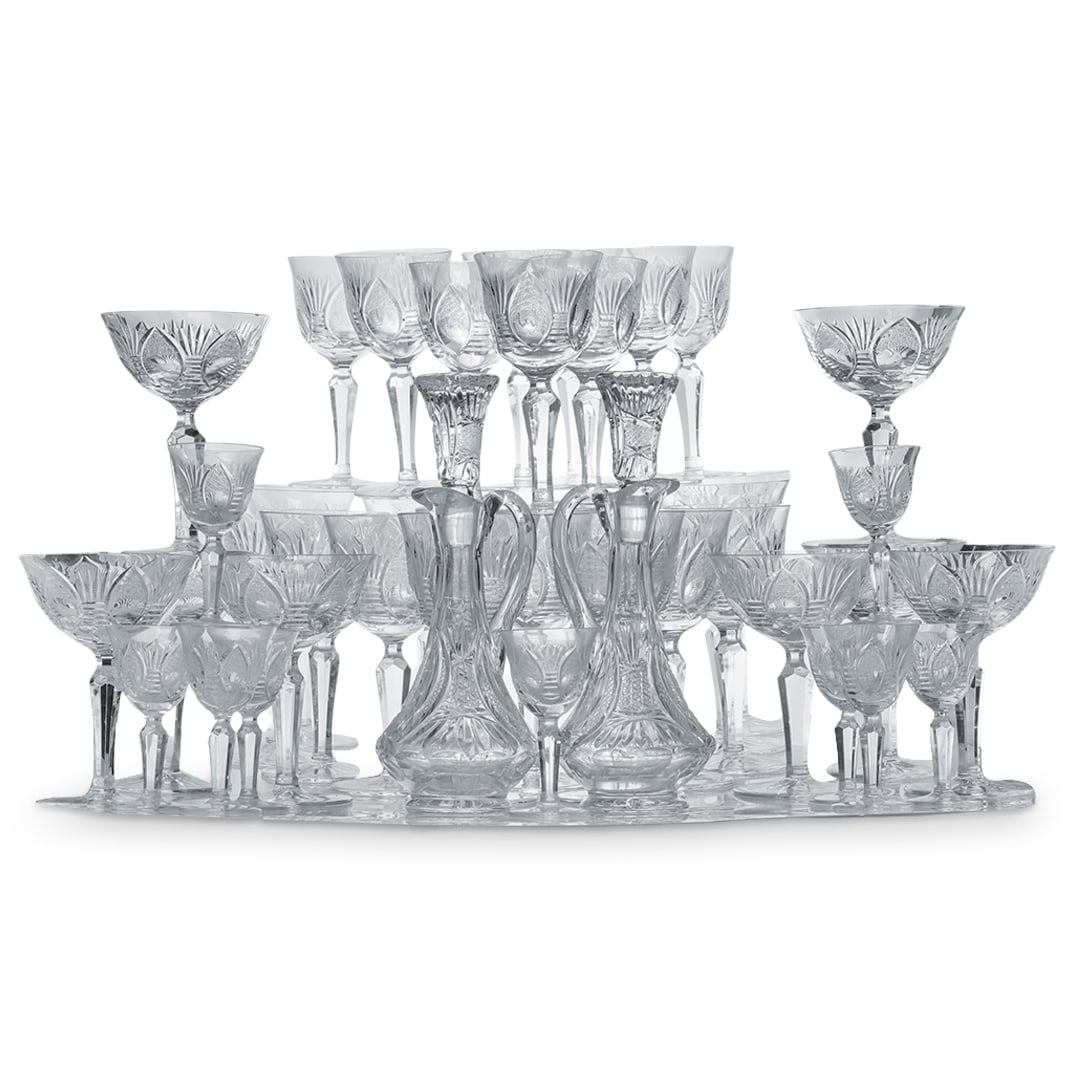 (70pc) American Brilliant Cut Crystal Stemware Set (1 of 5)