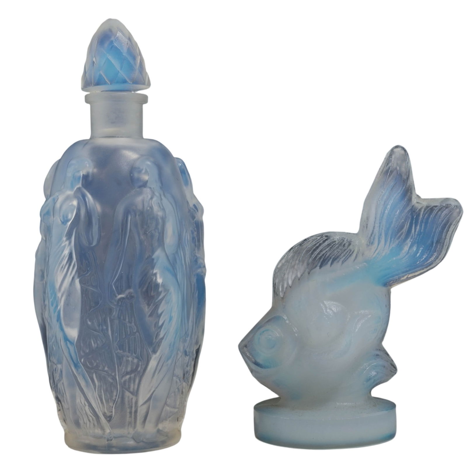 (2 pcs) Sabino Opalescent Glass Snuff Bottle and Fish (1 of 9)