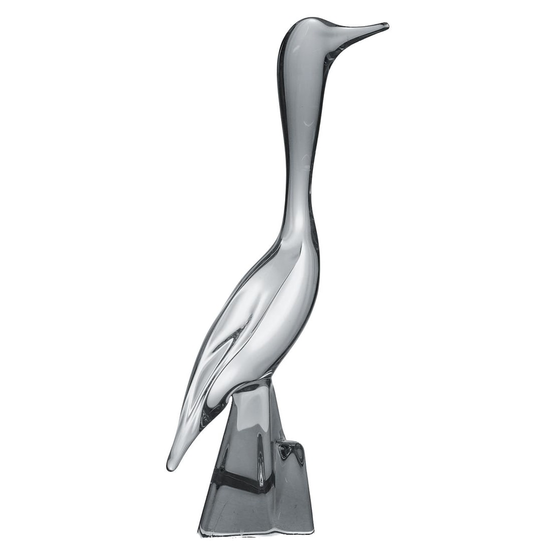 Daum Crystal Crane Sculpture: Daum Crystal Crane SculptureMid to Late 20th century, FrenchThis sculpture, crafted by Daum, renowned for its high-quality lead crystal and artistic free-form designs that emphasize light and fluidity