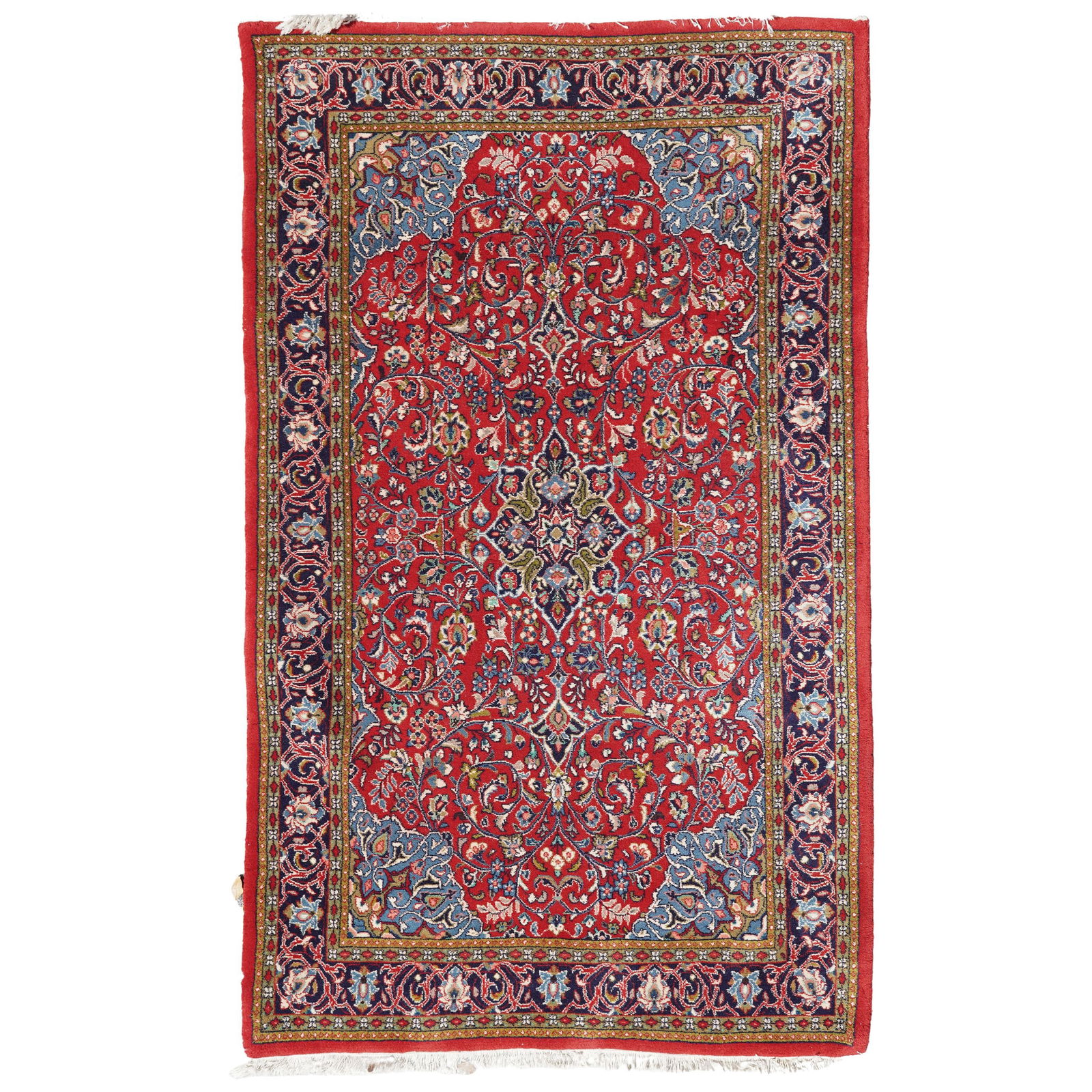 Vintage Persian Kashan Rug: Vintage Persian Kashan RugEarly to mid 20th century, PersianA Persian wool Kashan rug, featuring traditional" medallion-and-corner" design, with a central star shaped medallion and a Shah-Abbas (palme