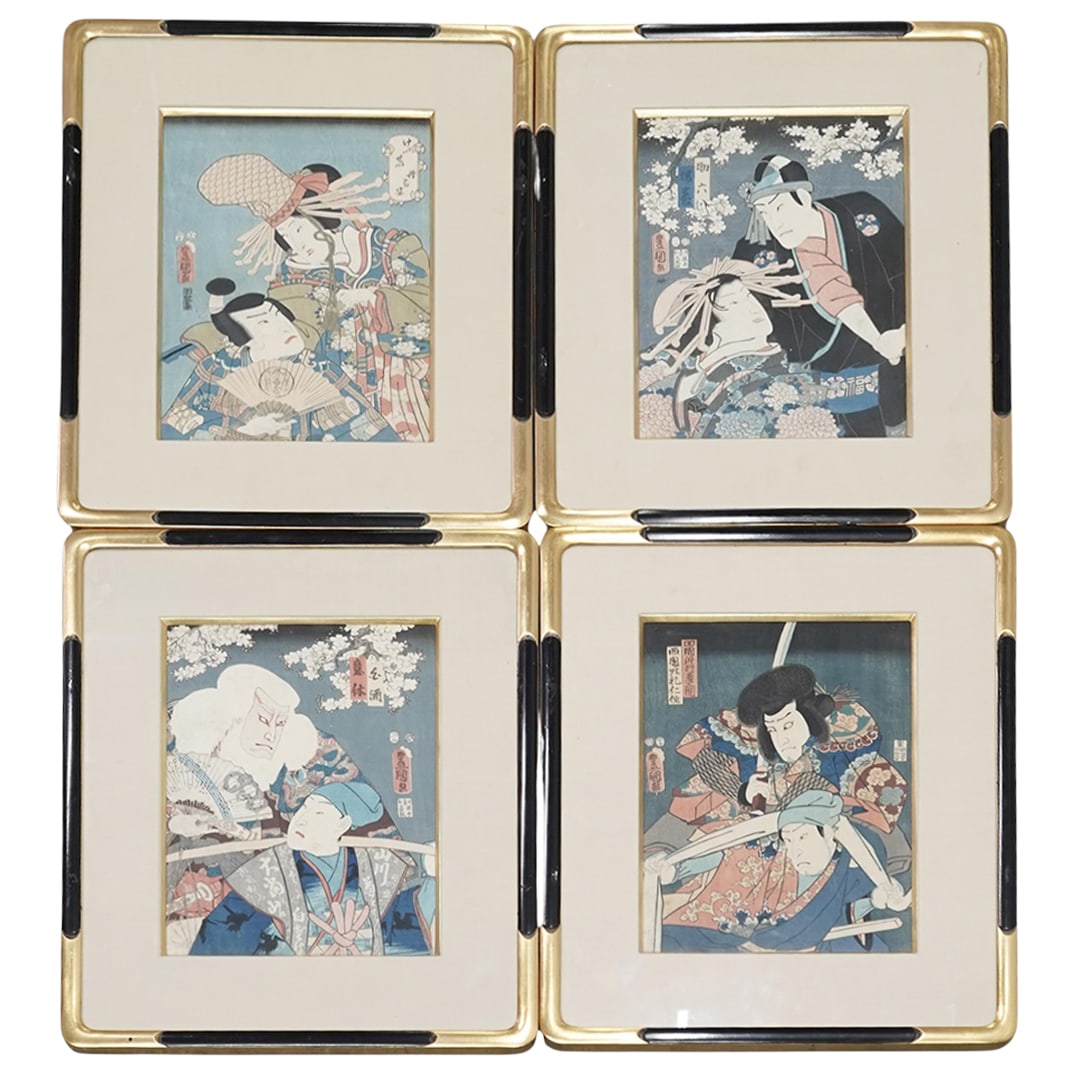 (4pc) Utagawa Kunisada (Japanese,1760-1849) Edo Ukiyo-e Woodblock Prints (1 of 10)
