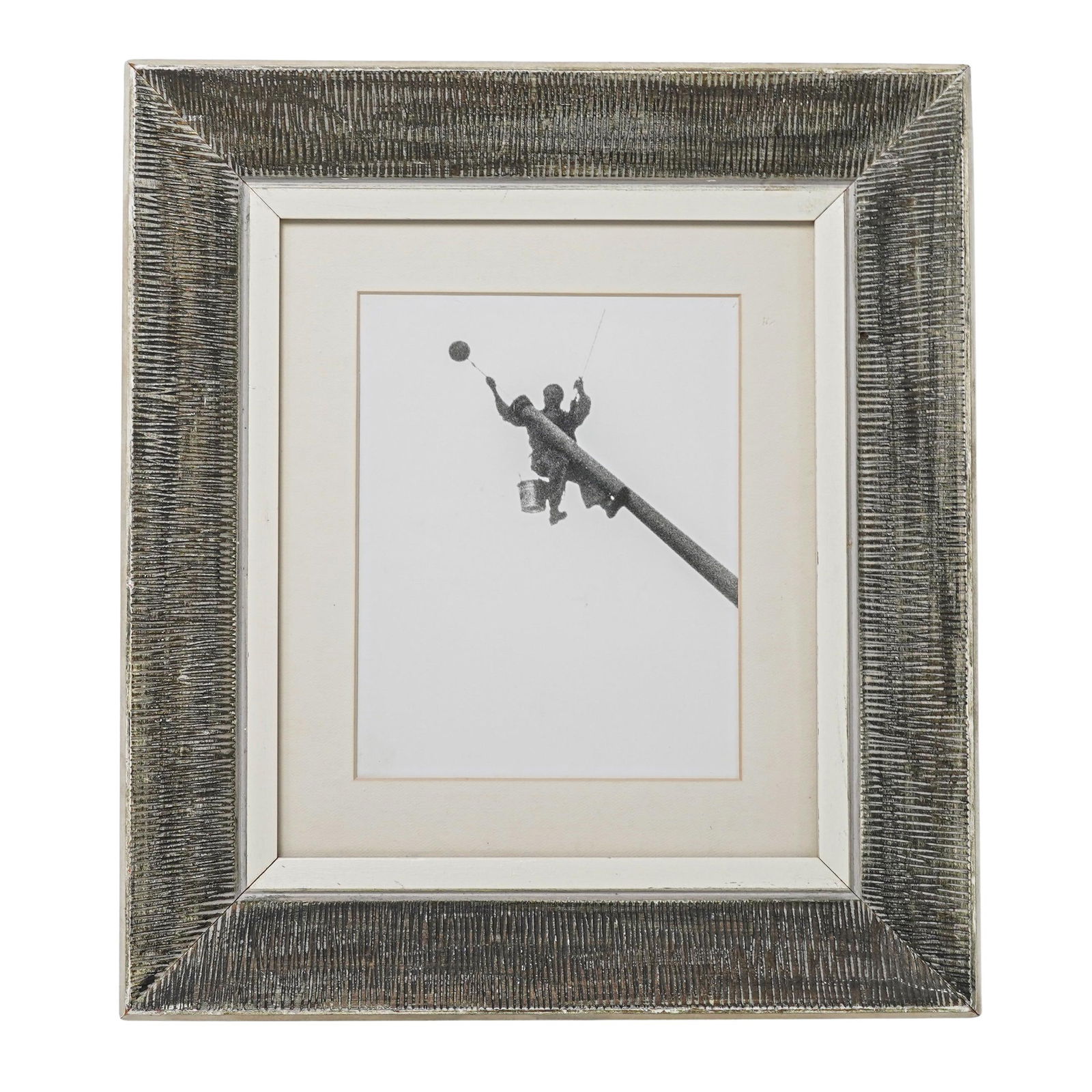 Weegee (Ascher Fellig, Ukranian/Amer., 1899-1968) Wire Worker Photo Print: Weegee (Ascher Fellig, Ukranian/Amer., 1899-1968) Wire Worker Photo Print20th century, AmericanA photo print on paper of a wire-worker by Weegee (AKA Ascher Fellig, Ukrainian/American, b. 1899 d. 1968