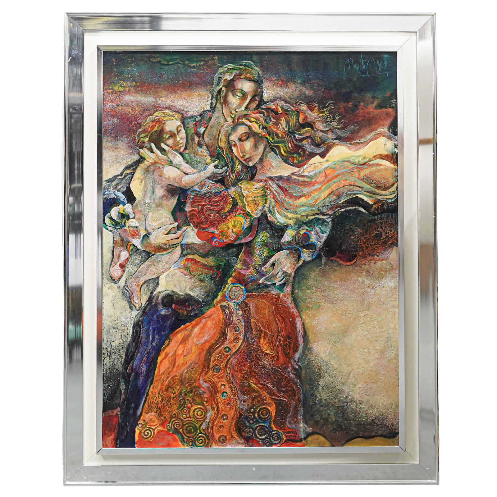 Meredith Miller (American, 1946-2021) Large Oil on board: Meredith Miller (American, 1946-2021) Large Oil on board1981, AmericanThe artwork is a vibrant, figurative large oil painting on board characterized by an impressionistic style of American artist Mere