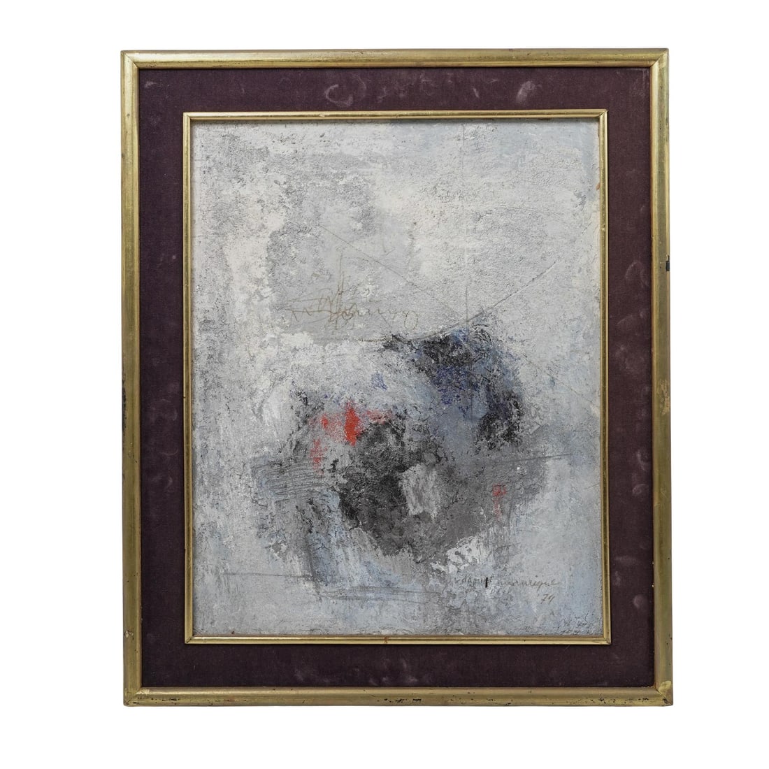 Daniel Manrique Arias (Mexican, 1939-2010) "Chintara Con Gris" Acrylic On Canvas: Daniel Manrique Arias (Mexican, 1939-2010) "Chintara Con Gris" Acrylic On Canvas1974, Mexican“Chintarara con Gris”, acrylic on canvas by Daniel M. Arias, featuring textured grey, white, and bl