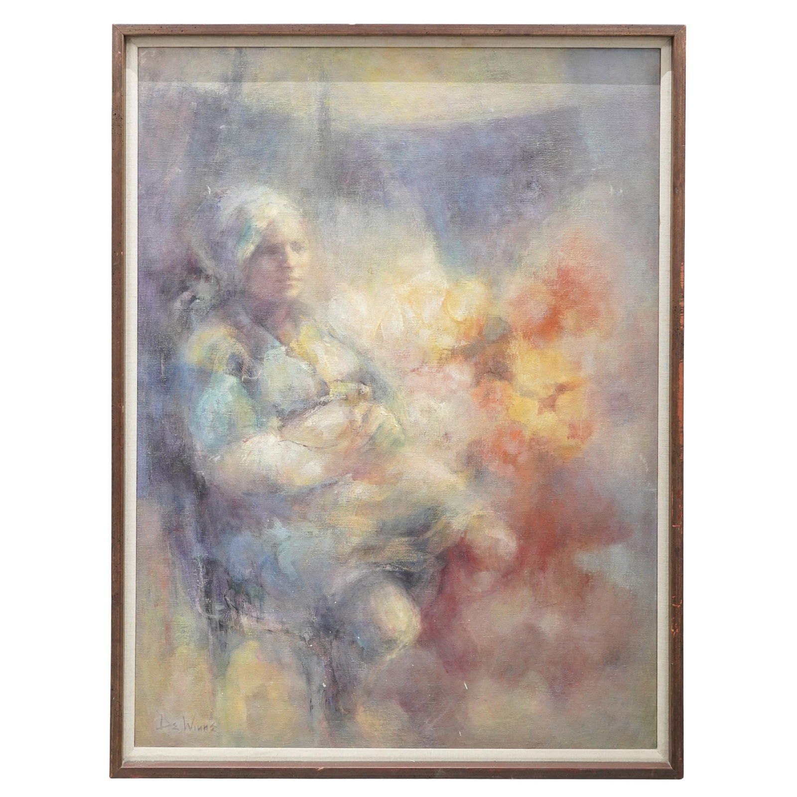 Lisette De Winne (Belgian, 20th Cent.) "Flower Vendor" Oil on Canvas (1 of 7)