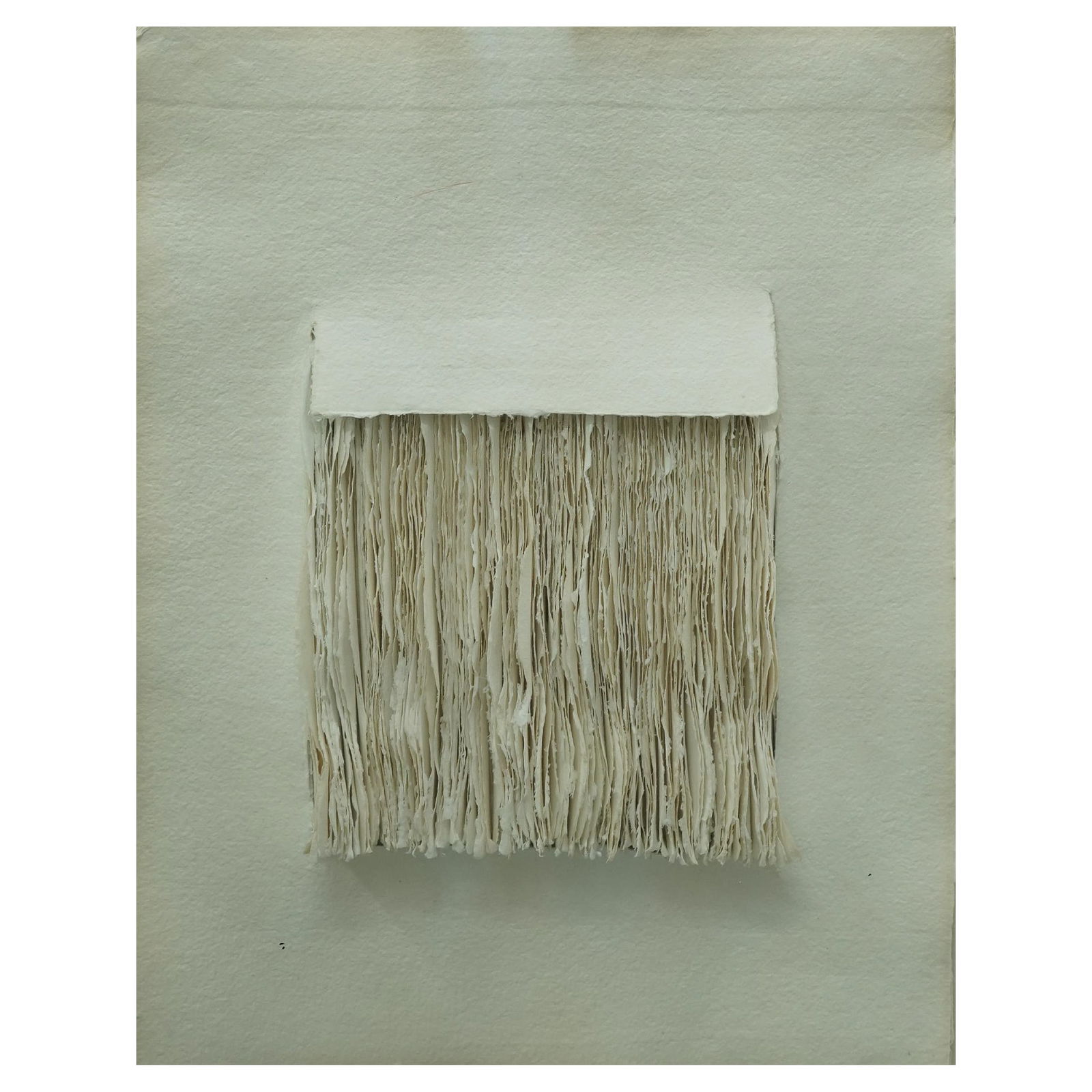 Charles Hilger (American, 1938-2020) 3D Fiber Wall Art "L.A. Ten": Charles Hilger (American, 1938-2020 ) 3D Fiber Wall Art "L.A. Ten"1977, AmericanTitled “L.A. Ten” the artwork consists of a rectangular, textured white background with a central "Pocket" or fo