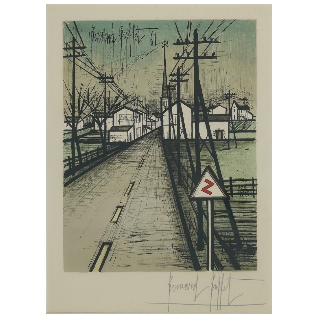 Bernard Buffet (French 1928-1999) Colored Lithograph "La Route" (1 of 4)