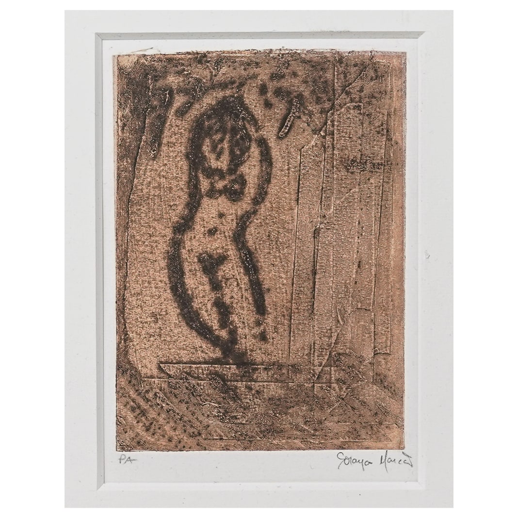 Signed Artist's Proof Nude Study Lithograph on Paper: Signed Artist's Proof Nude Study Lithograph on Paper20th centuryA nude study artist's proof lithograph on paper. Signed legibly " Soraya Marcano " in the bottom right and marked "PA" in bottom left. M