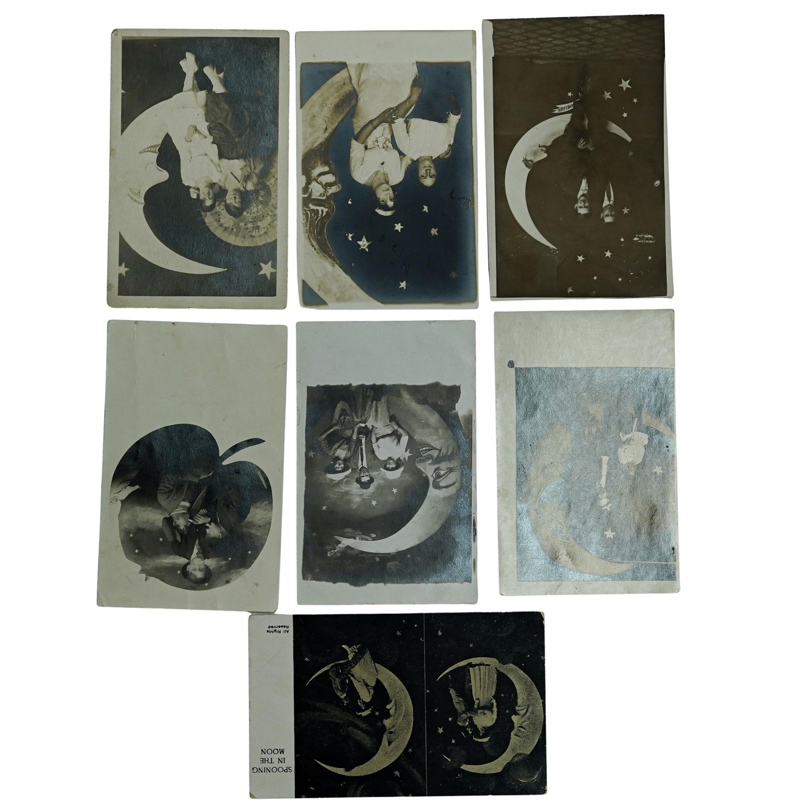 (7 Pc) Antique Paper Moon Postcards - 2