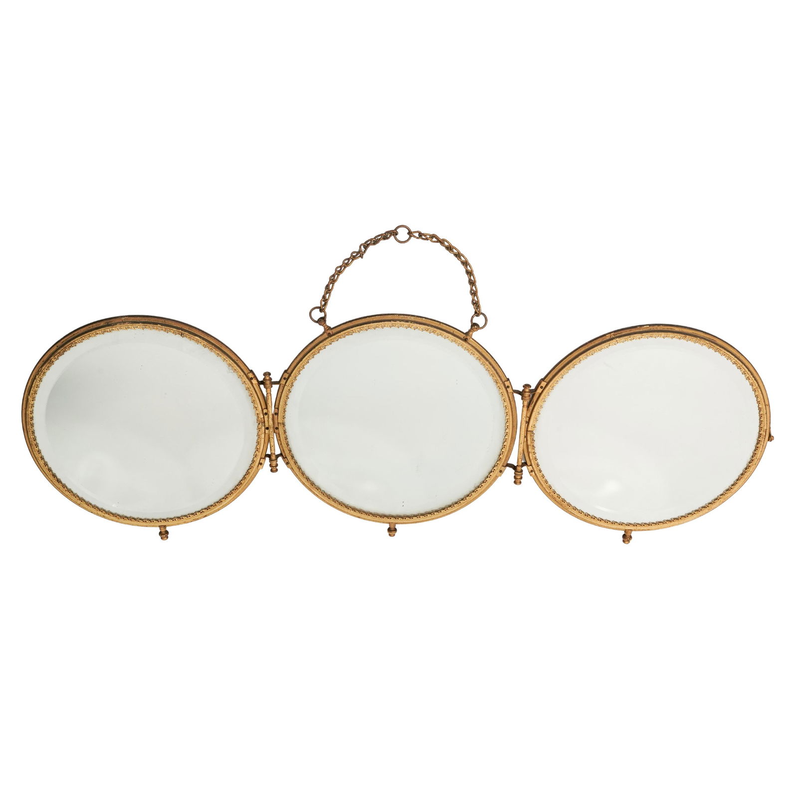 Victorian Embroidered Vanity Mirror Triptych - 2