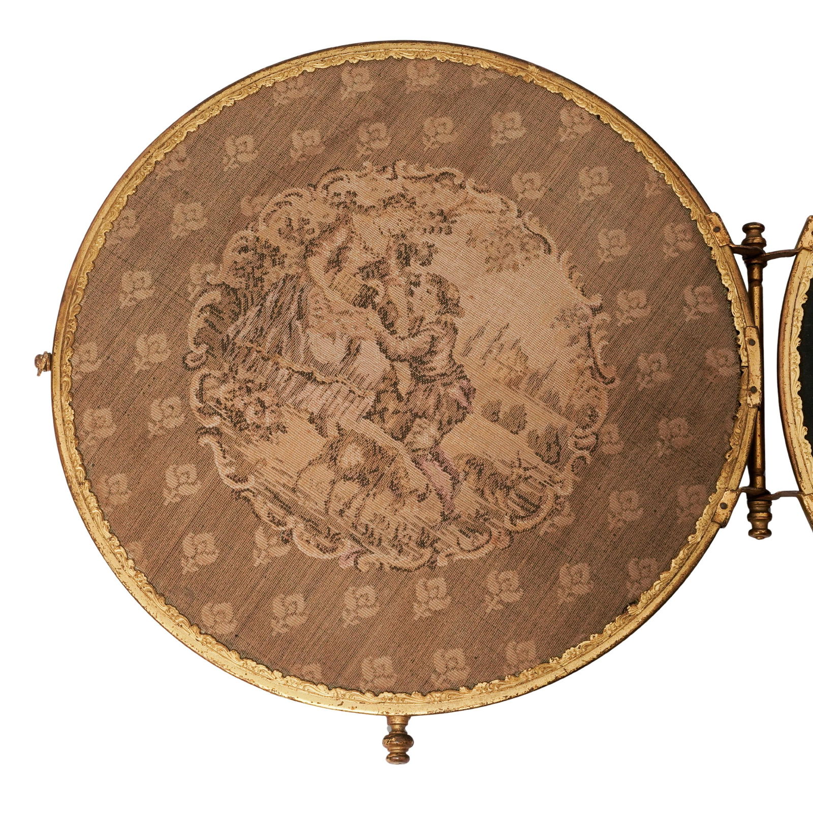 Victorian Embroidered Vanity Mirror Triptych - 5